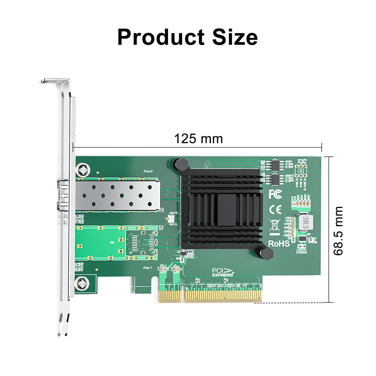 10G SFP+ Network Card, For Intel X520-DA1 w/ 82599EN Controller, SFP+ to PCIe x8 10G SFP+ Network Card, For Intel X520-DA1 w/ 82599EN Controller, SFP+ to PCIe x8