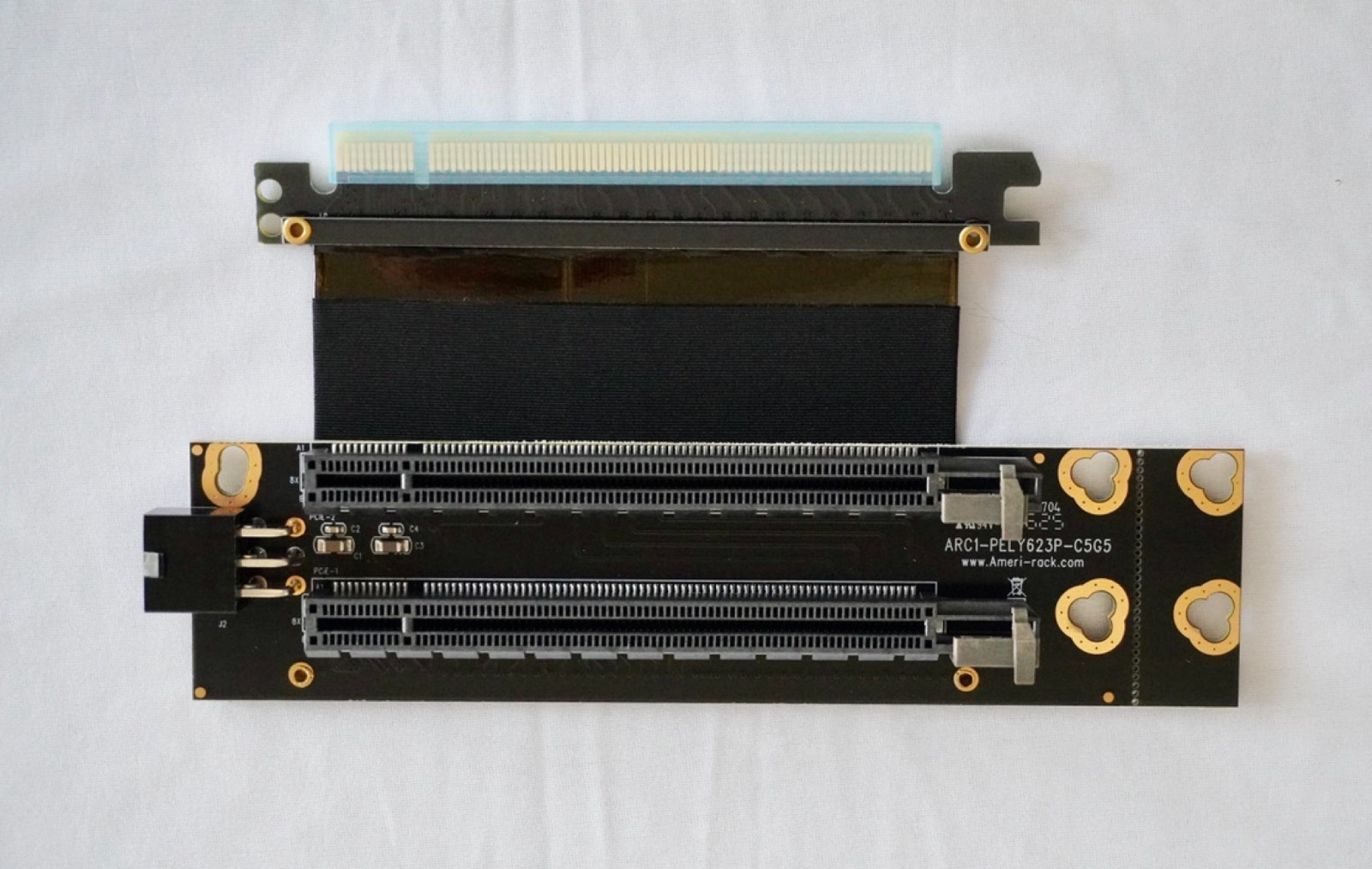 1U Dual PCI Express PCIE 4.0 Gen4 x16 Bifurcated Riser Card with Flex Cable 1U Dual PCI Express PCIE 4.0 Gen4 x16 Bifurcated Riser Card with Flex Cable