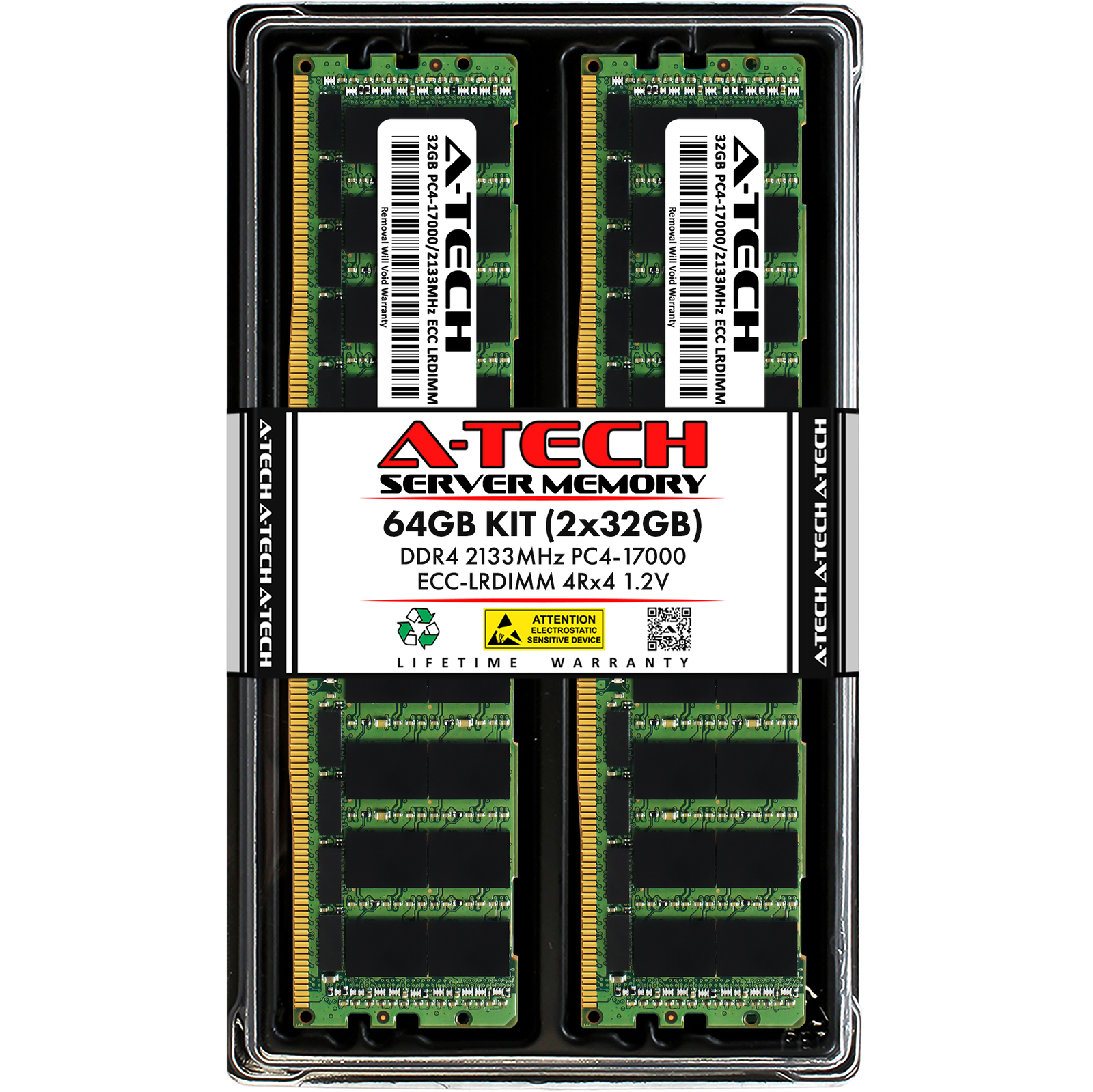 A-Tech 64GB 2x 32GB 4Rx4 PC4-17000L DDR4 2133 MHz ECC LRDIMM Server Memory RAM A-Tech 64GB 2x 32GB 4Rx4 PC4-17000L DDR4 2133 MHz ECC LRDIMM Server Memory RAM