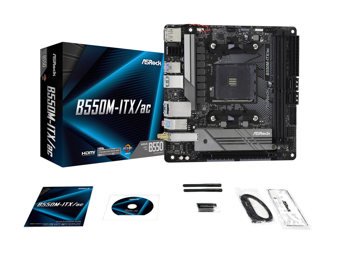 ASRock B550M-ITX/AC Supports 3rd Gen AMD AM4 Ryzen / Future AMD Ryzen ASRock B550M-ITX/AC Supports 3rd Gen AMD AM4 Ryzen / Future AMD Ryzen