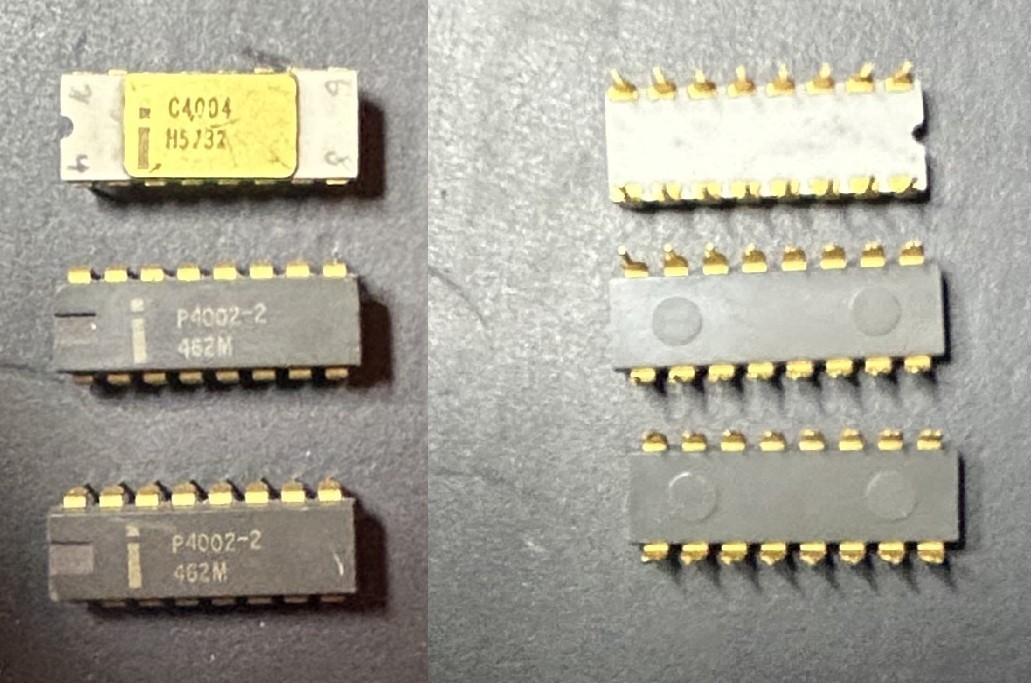 Intel C4004 Vintage Gold Ceramic original CPU 1971. + P4002