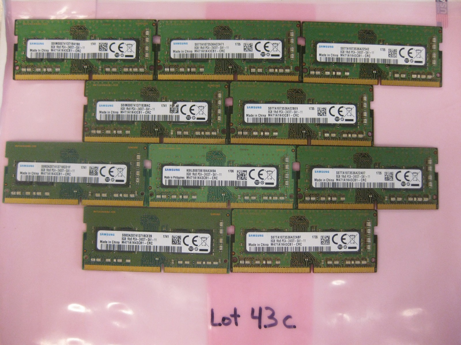 Samsung 8GB DDR4 SO-DIMM PC4-2400T Non-ECC 260-Pin M471A1K43CB1-CRC Lot of 10 Samsung 8GB DDR4 SO-DIMM PC4-2400T Non-ECC 260-Pin M471A1K43CB1-CRC Lot of 10
