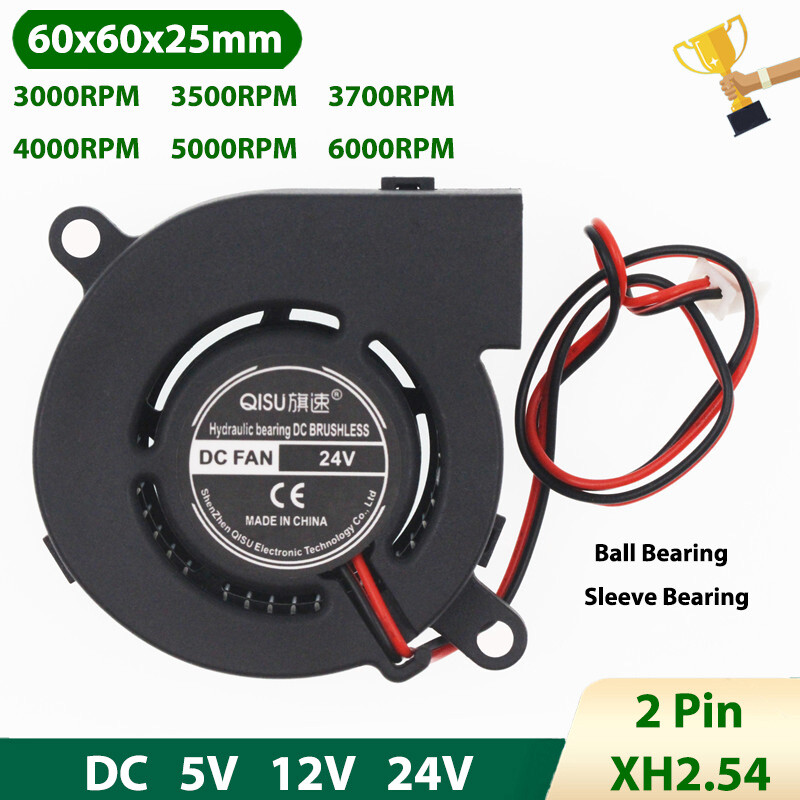 6025 Radial Turbo Blower Fan Mini Brushless Cooling Fan DC 5/12/24V 3000-6000RPM 6025 Radial Turbo Blower Fan Mini Brushless Cooling Fan DC 5/12/24V 3000-6000RPM