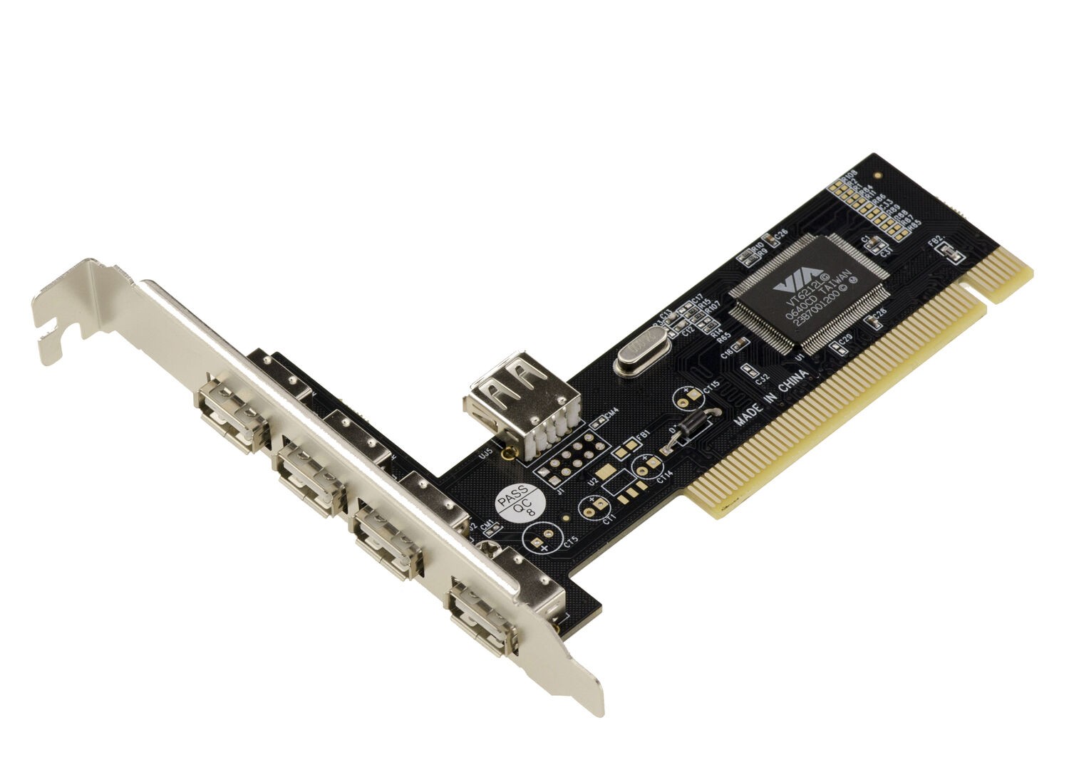 32-Bit PCI LAN Card 5x USB 2.0 Type A Ports 4 On Bracket VIA VT6212L 32-Bit PCI LAN Card 5x USB 2.0 Type A Ports 4 On Bracket VIA VT6212L