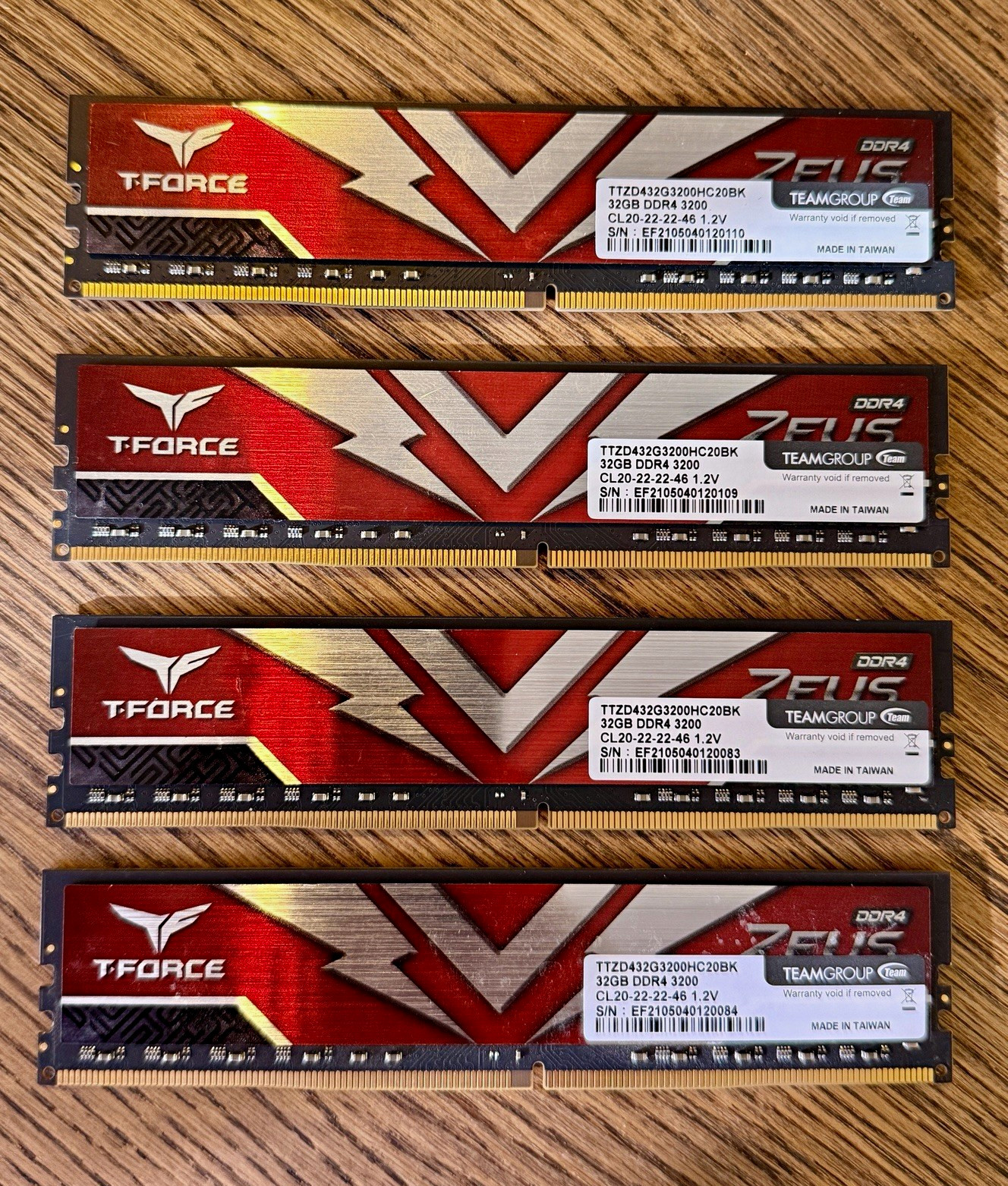 TEAMGROUP T-FORCE Zeus 128GB 4x32GB DDR4-3200 Non-ECC RAM TTZD432G3200HC20BK TEAMGROUP T-FORCE Zeus 128GB 4x32GB DDR4-3200 Non-ECC RAM TTZD432G3200HC20BK