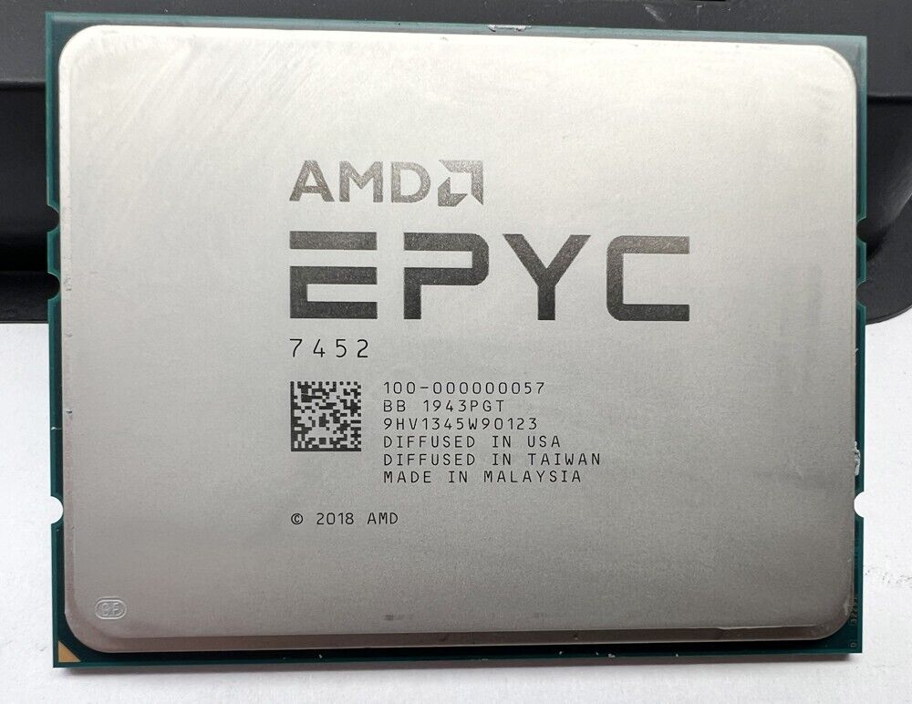 AMD EPYC 7452 Server Processor 3.35 GHz, 32 Cores, Socket SP3 100-000000057 CPU
