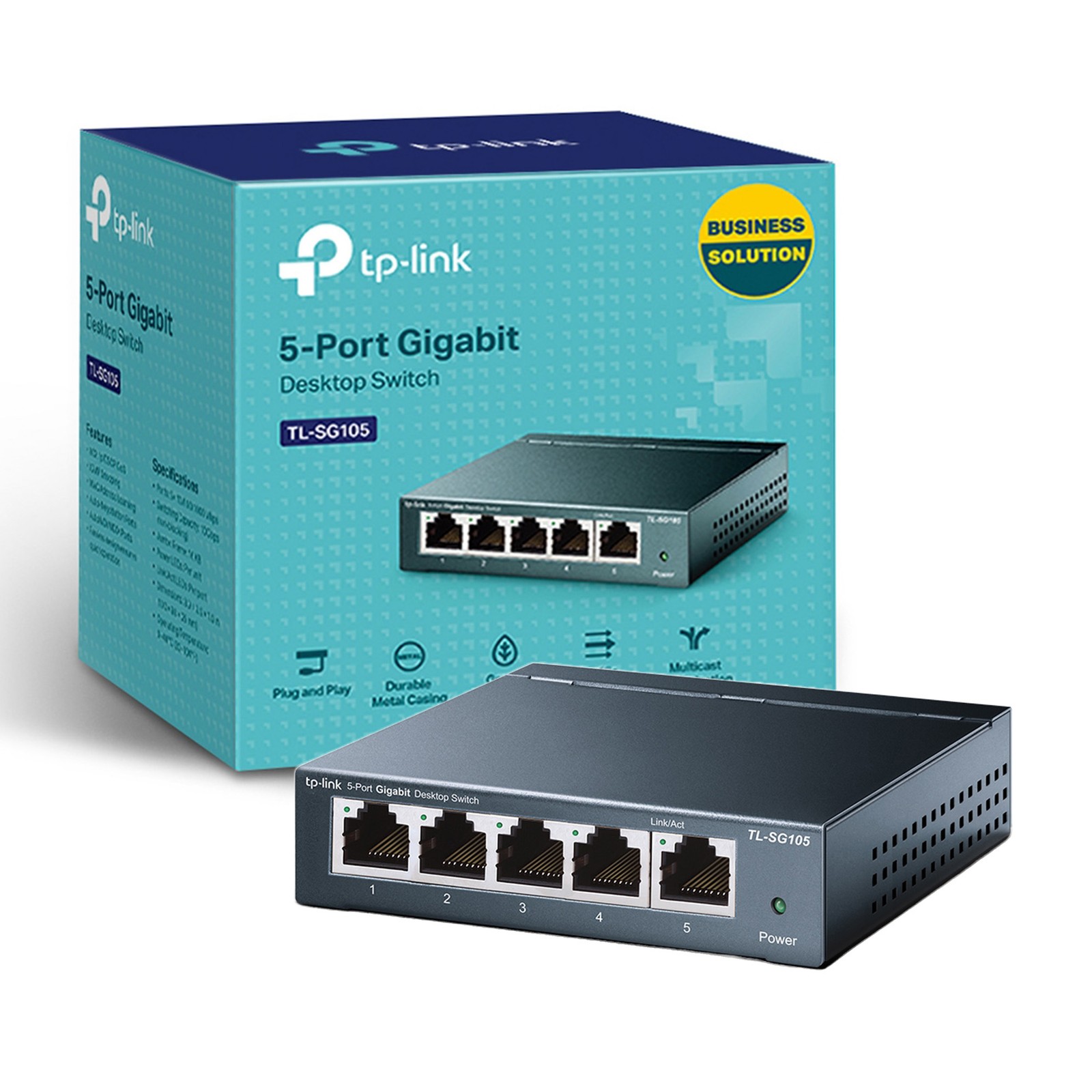 TP-Link TL-SG105 5-Port Gigabit Ethernet Unmanaged Metal Desktop Network Switch TP-Link TL-SG105 5-Port Gigabit Ethernet Unmanaged Metal Desktop Network Switch