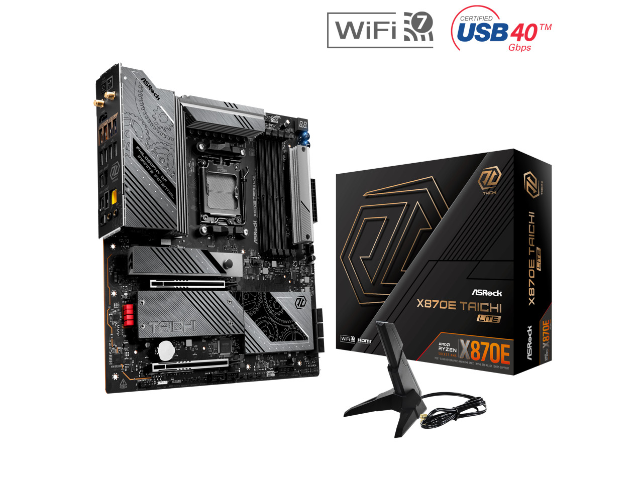 ASRock X870E Taichi Lite AM5 AMD X870E SATA 6Gb/s Extended ATX Motherboard ASRock X870E Taichi Lite AM5 AMD X870E SATA 6Gb/s Extended ATX Motherboard