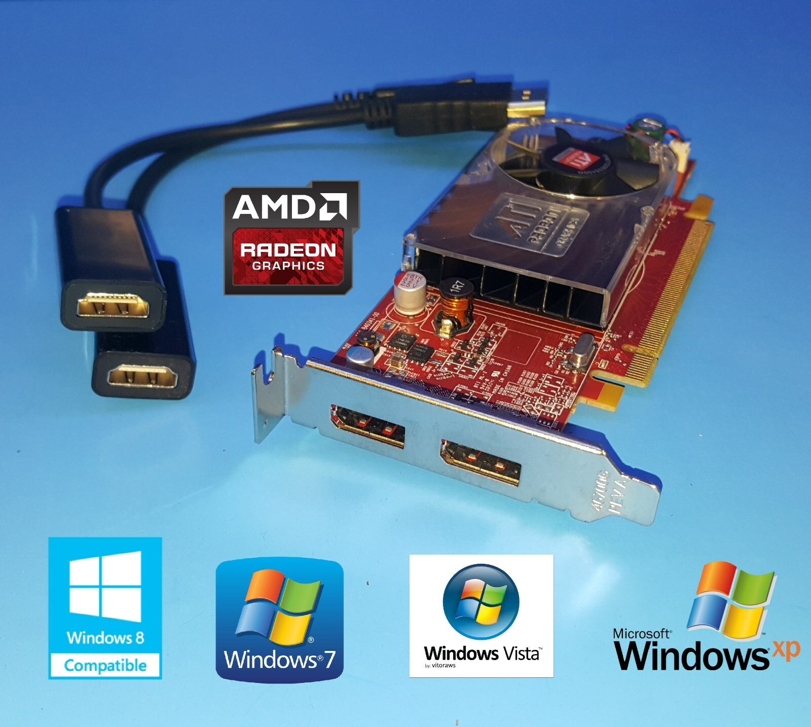 Dell Optiplex 3020 7020 9020 SFF Low-Profile AMD Dual HDMI Video Graphics Card Dell Optiplex 3020 7020 9020 SFF Low-Profile AMD Dual HDMI Video Graphics Card