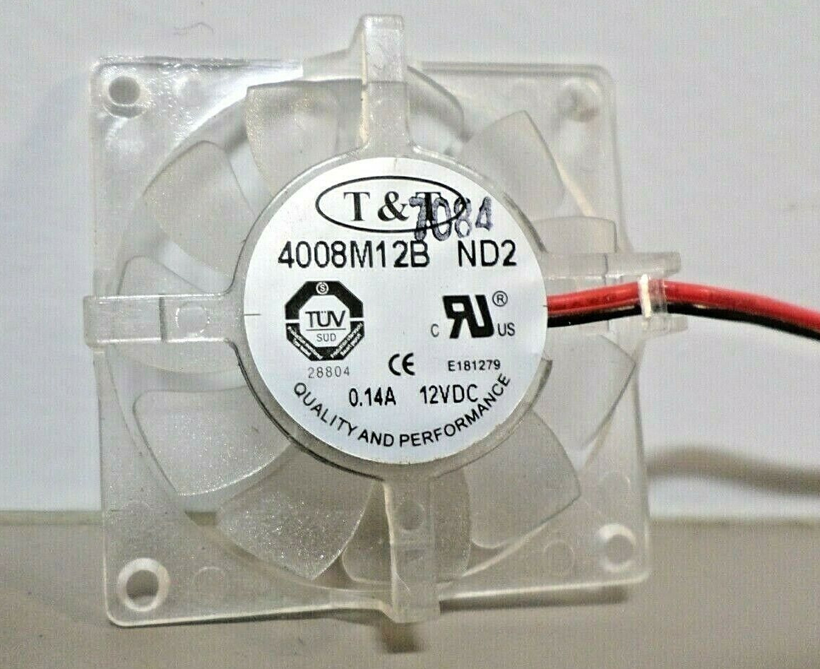T&T 4008M12B ND2 Clear 2 Wire / 2 Pin Cooling Fan 40mm x 40mm x 9mm T&T 4008M12B ND2 Clear 2 Wire / 2 Pin Cooling Fan 40mm x 40mm x 9mm