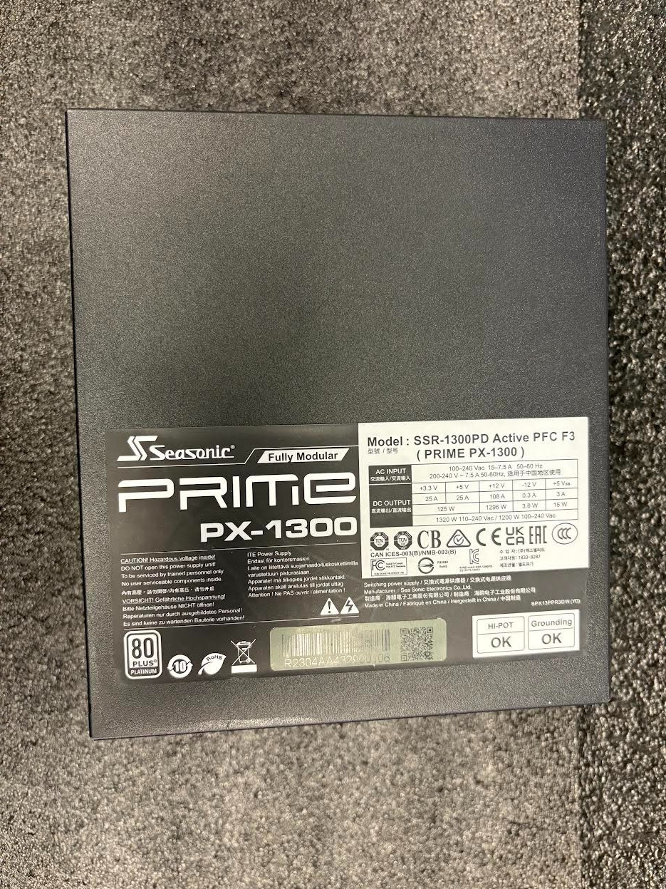 Seasonic PRIME 1300W 80+ Platinum Power Supply -USED