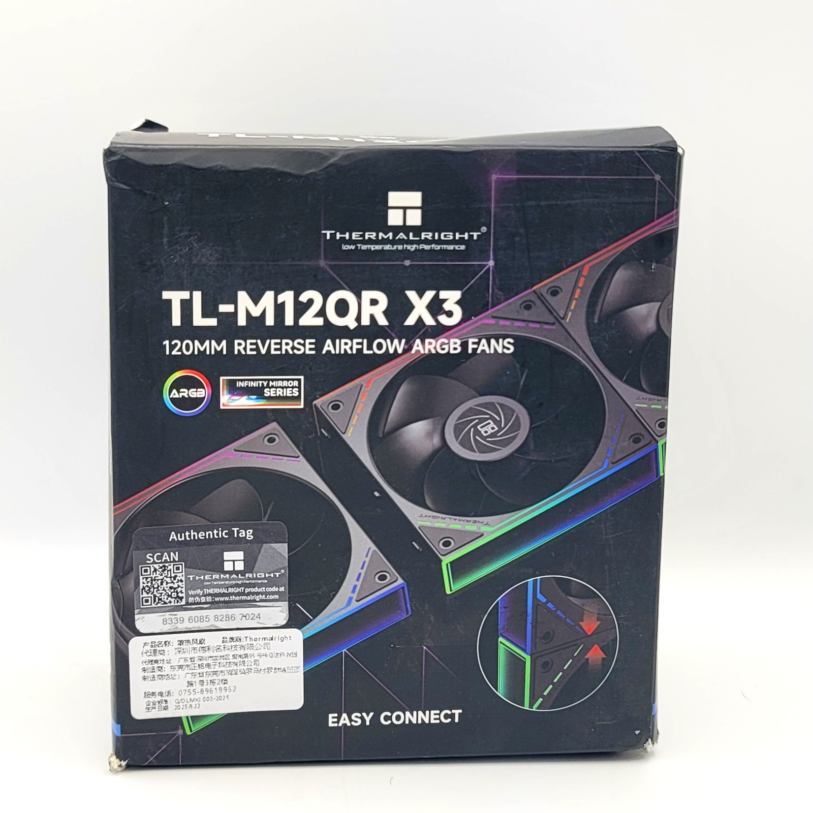 Thermalright TL-M12QR X3 120mm Reverse Airflow ARGB PWM Fan 3-Pack Easy Connect Thermalright TL-M12QR X3 120mm Reverse Airflow ARGB PWM Fan 3-Pack Easy Connect