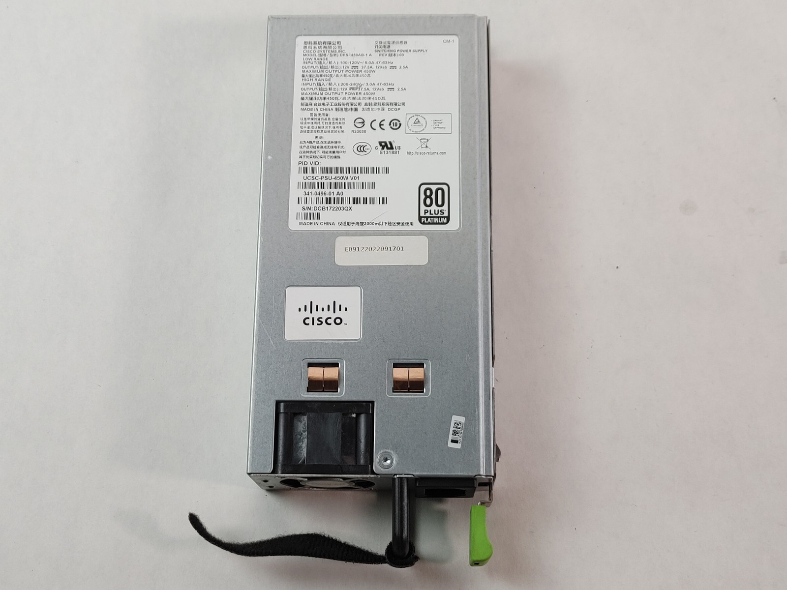 Lot of 10 Cisco 341-0496-01 Hot Swap 450W 1U Server Power Supply For C-Series Lot of 10 Cisco 341-0496-01 Hot Swap 450W 1U Server Power Supply For C-Series