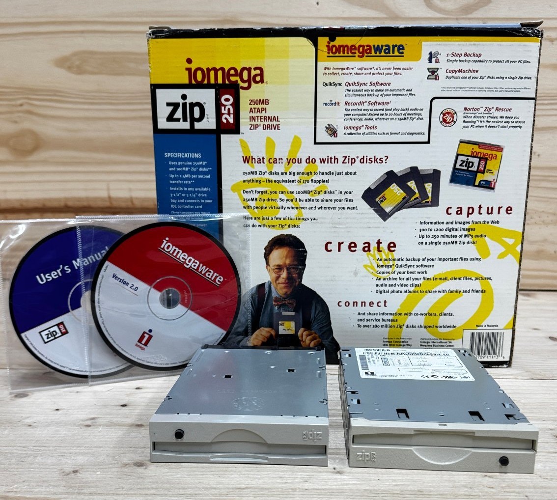 Iomega Zip 250MB Atapi Internal Drive 2-Pack PC Mac G3/G4 Vintage UNTESTED Parts