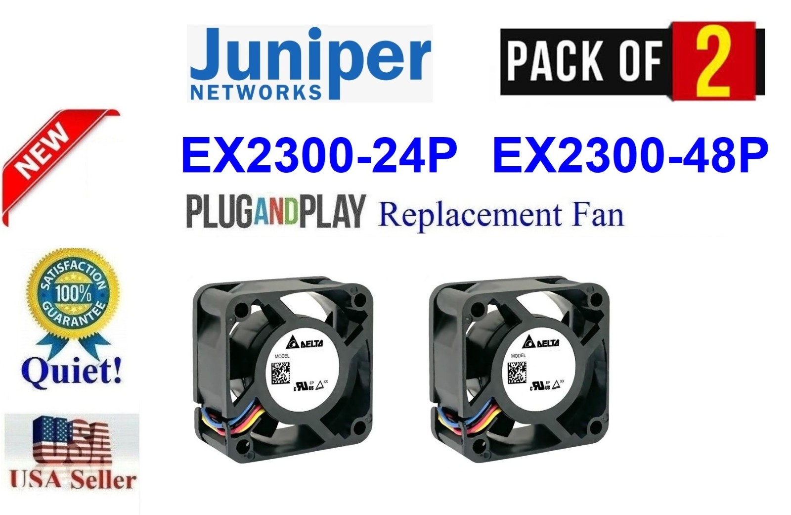 2x Quiet Replacement Fans for Juniper Networks EX2300-48P EX2300-24P Fans 2x Quiet Replacement Fans for Juniper Networks EX2300-48P EX2300-24P Fans