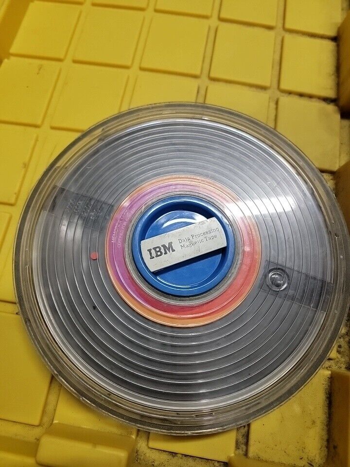 Vintage IBM Data Processing Magnetic Tape Reel Clear Plastic Case