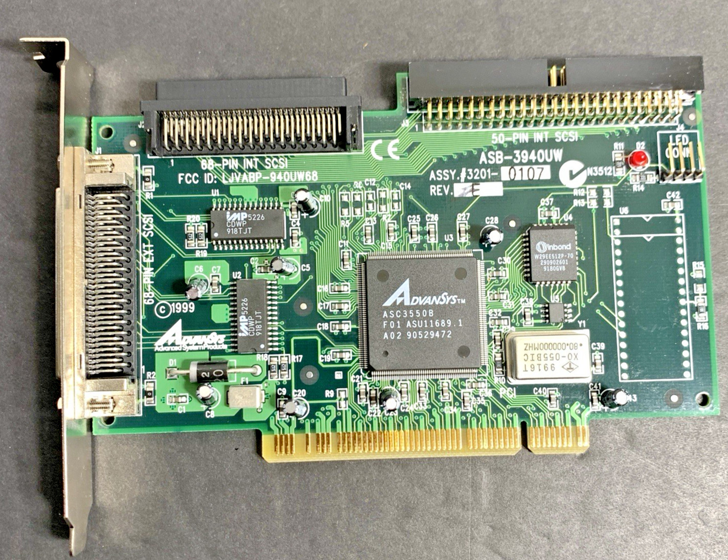Advansys Asb-3940uw Asb3940uw Scsi Controller Card Pci 50 & 68 Pin Vintage Advansys Asb-3940uw Asb3940uw Scsi Controller Card Pci 50 & 68 Pin Vintage