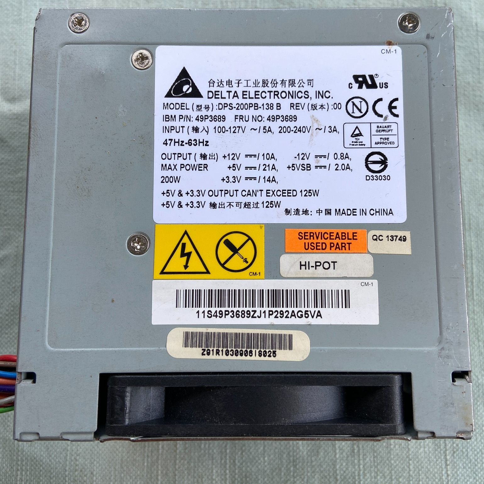 Vintage Power Supply Delta DPS-200PB-138 B IBM 49P3689 AC Adapter 200W PC Comput Vintage Power Supply Delta DPS-200PB-138 B IBM 49P3689 AC Adapter 200W PC Comput