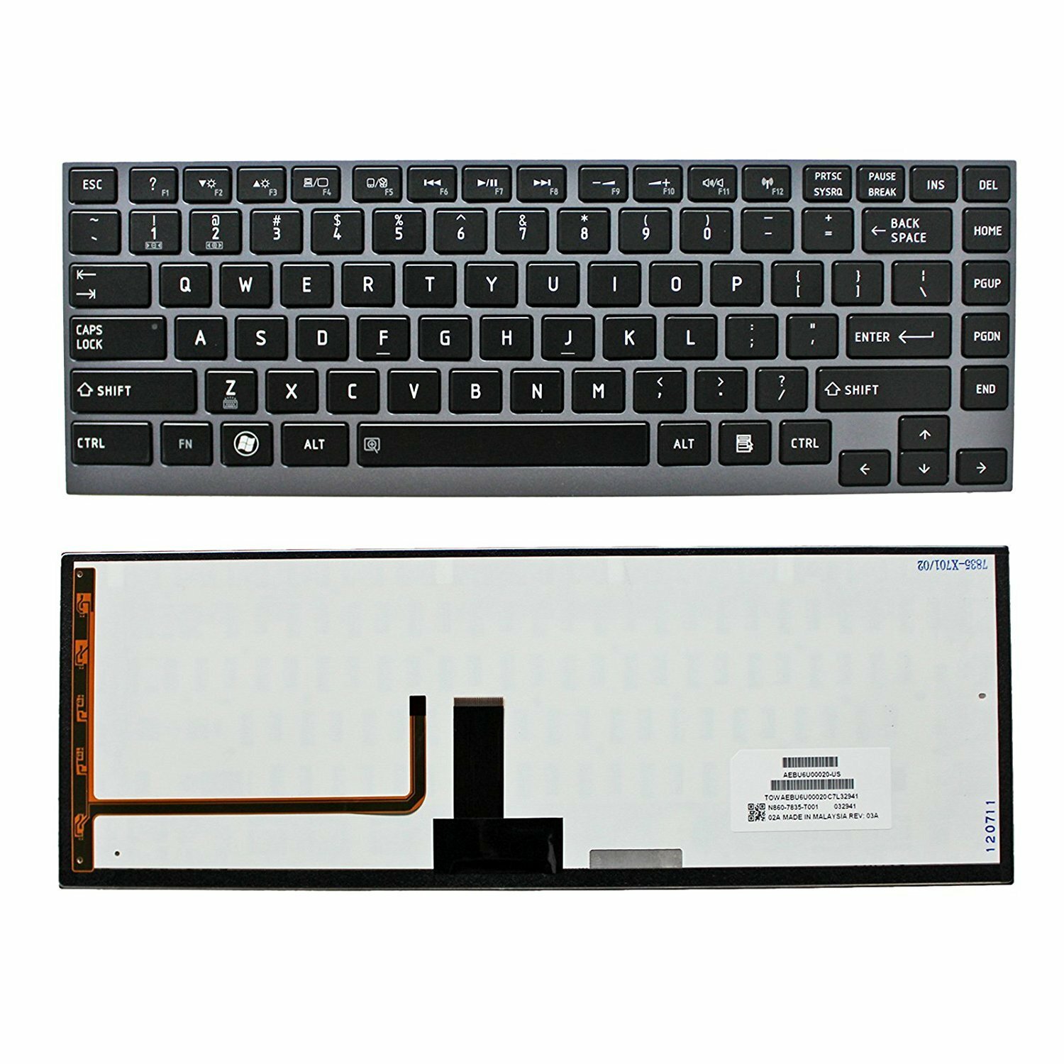 OEM Toshiba U800 U840 U845 Z830 Z835 US Gray Backlit Keyboard with Frame NEW OEM Toshiba U800 U840 U845 Z830 Z835 US Gray Backlit Keyboard with Frame NEW