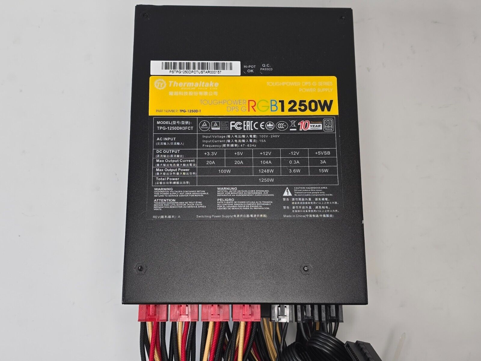 Thermaltake TPG-1250D-T DPS G RGB 1250W Titanium Toughpower MISSING CPU 4+4