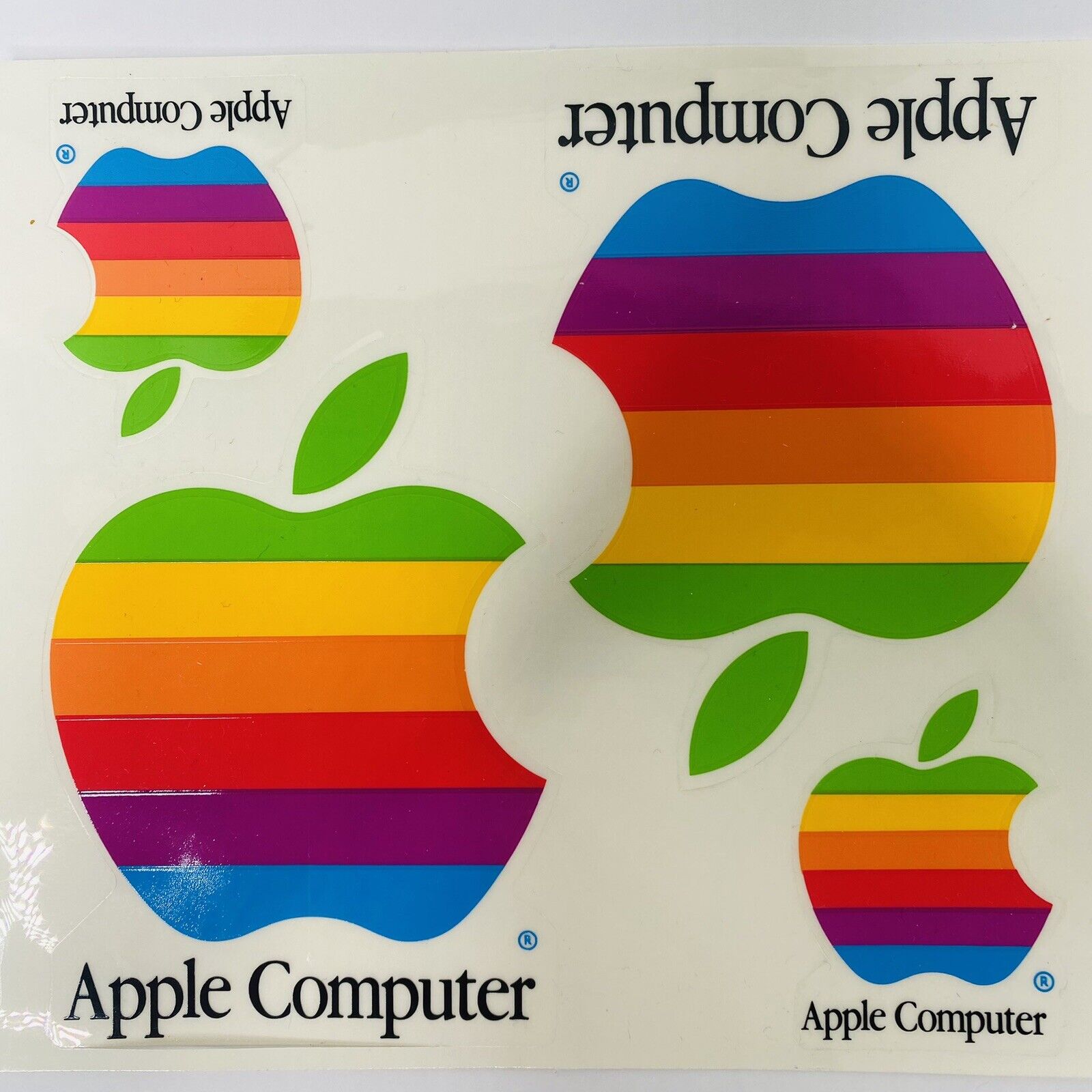 Vintage Apple Computer Macintosh Rainbow Logo Decal Stickers Sheet of 4 NOS