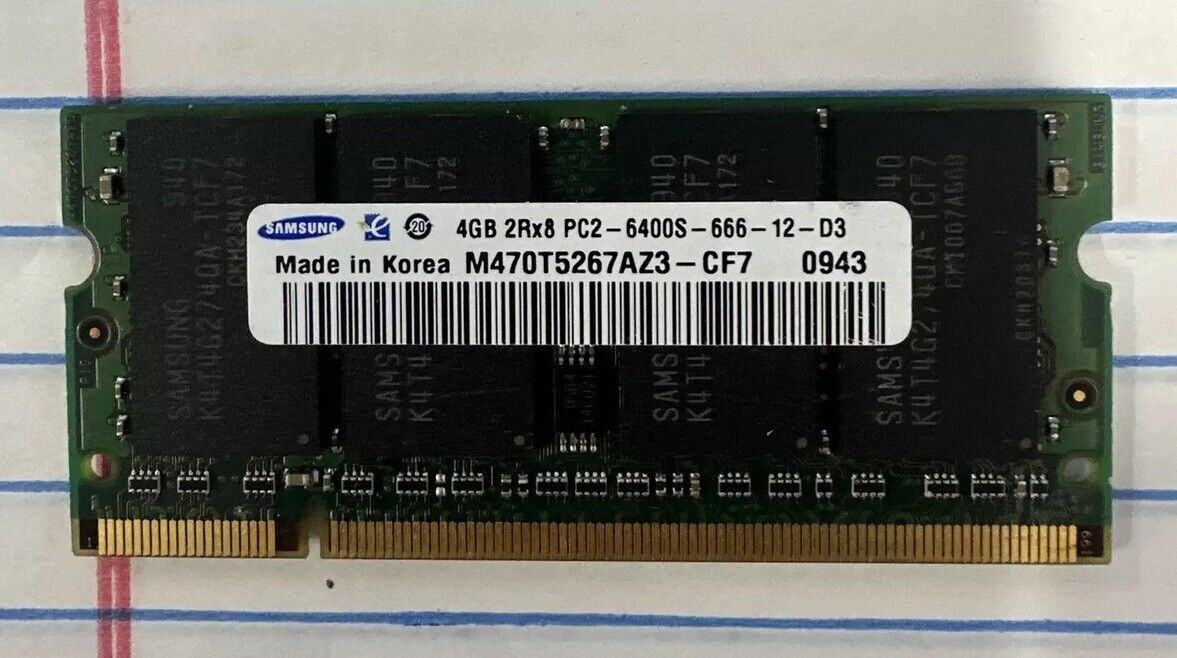 Samsung M470T5267AZ3-CF7 4GB PC2-6400S DDR2 SODIMM Laptop Memory RAM