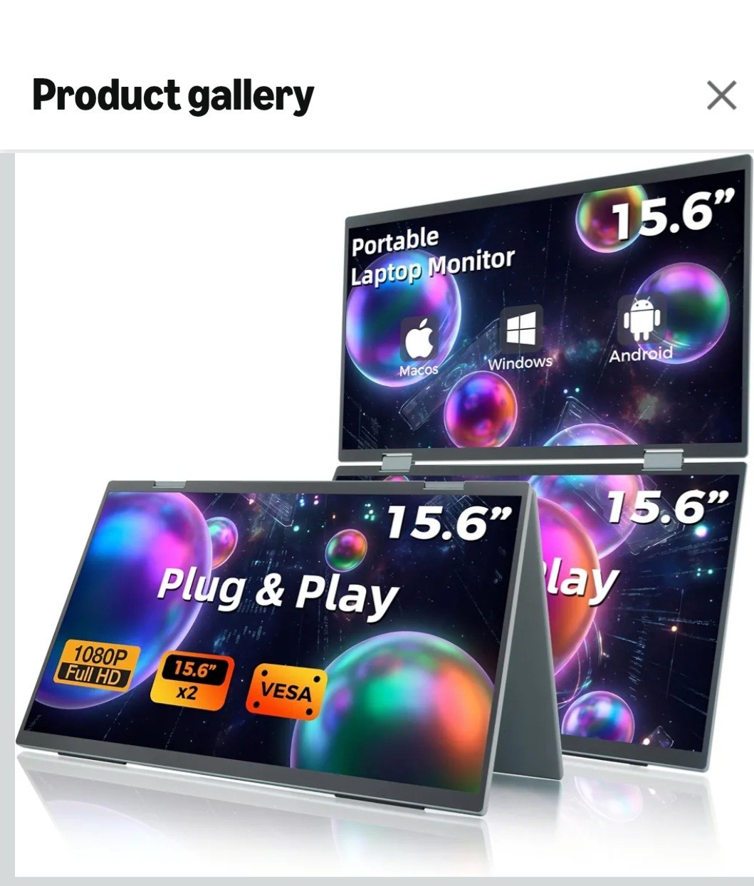 15.6-inch 1080P Portable Triple Laptop Monitor 15.6-inch 1080P Portable Triple Laptop Monitor