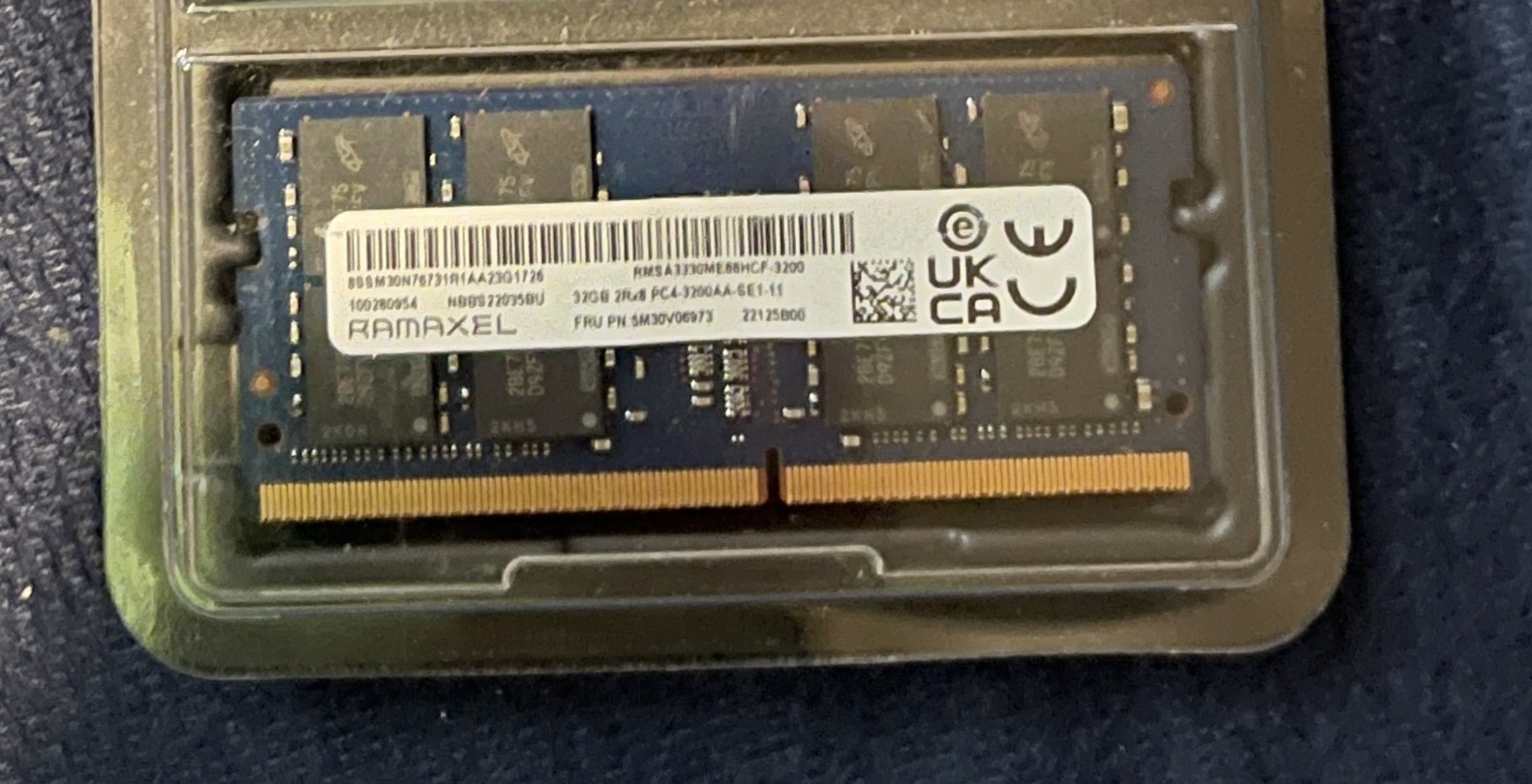 NEW Lenovo OEM FRU PN: 5M30V06973 RAMAXEL 32GB DDR4 3200MHz SODIMM Laptop Memory NEW Lenovo OEM FRU PN: 5M30V06973 RAMAXEL 32GB DDR4 3200MHz SODIMM Laptop Memory