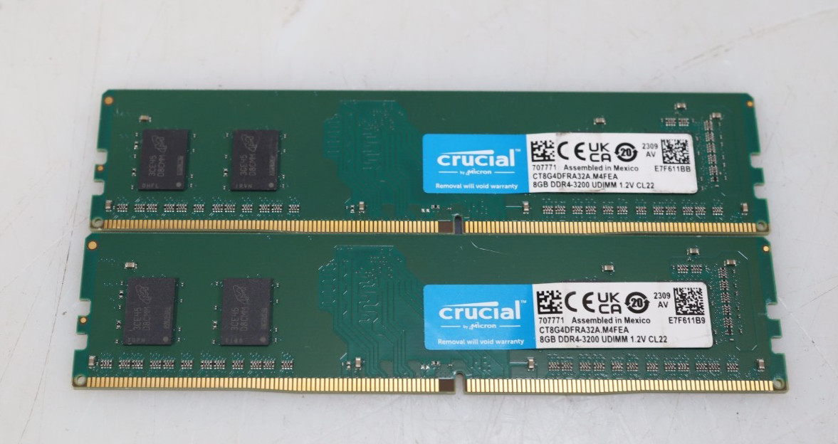 Lot 2x 8GB (16GB) Micron Crucial CT8G4DFRA32A.M4FEA 3200MHz DDR4 UDIMM Memory