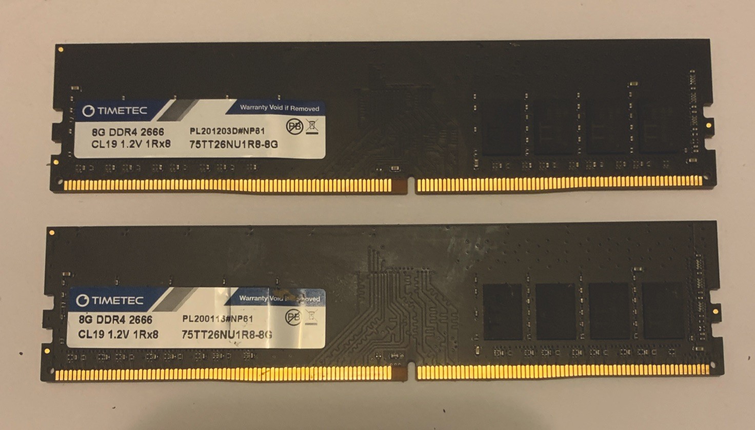 Timetec 16GB KIT(2x8GB) DDR4 2666MHz PC4-21300 Unbuffered Non-ECC 1.2V CL19 1Rx8 Timetec 16GB KIT(2x8GB) DDR4 2666MHz PC4-21300 Unbuffered Non-ECC 1.2V CL19 1Rx8
