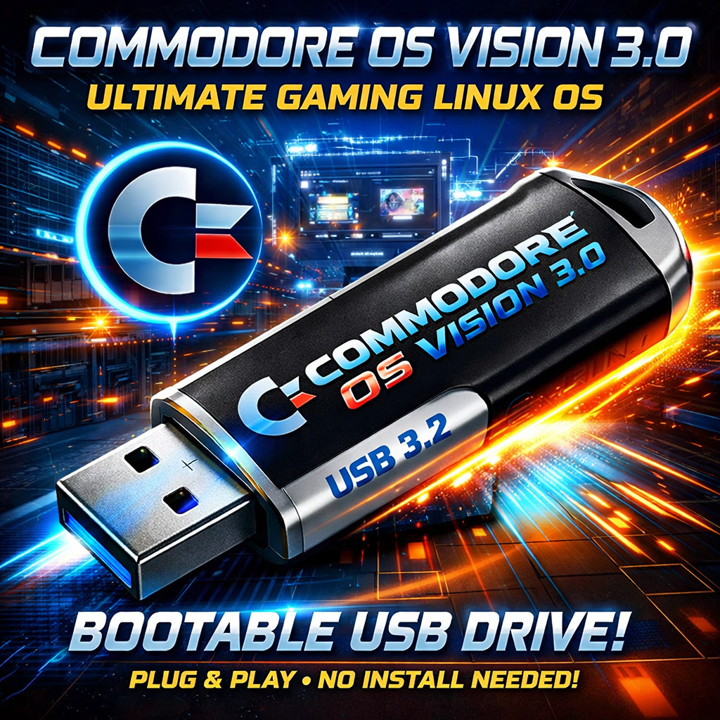 Commodore OS Vision 3.0 | Bootable USB Install | Linux Gaming OS Commodore OS Vision 3.0 | Bootable USB Install | Linux Gaming OS