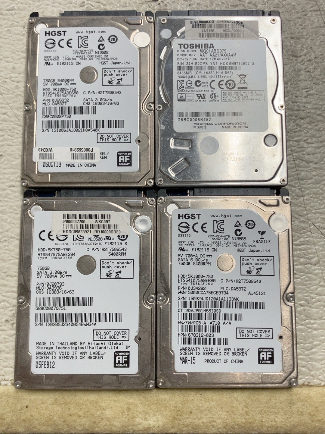 Lot of 4 750GB 2.5