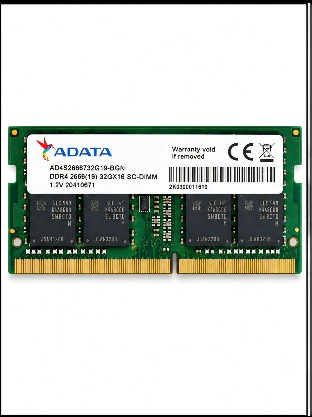 Memory RAM ADATA 32GB DDR4 3200MHz SO-DIMM 1.2V 260-pin 22CL - AD4S320032G22-SGN Memory RAM ADATA 32GB DDR4 3200MHz SO-DIMM 1.2V 260-pin 22CL - AD4S320032G22-SGN