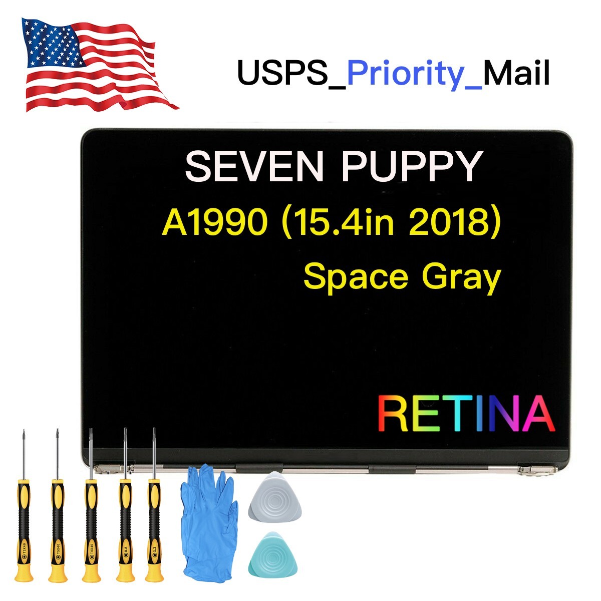 SEVENPUPPY For MacBook Pro A1990 (15.4 in) LCD Screen Display Replacement A+++ SEVENPUPPY For MacBook Pro A1990 (15.4 in) LCD Screen Display Replacement A+++
