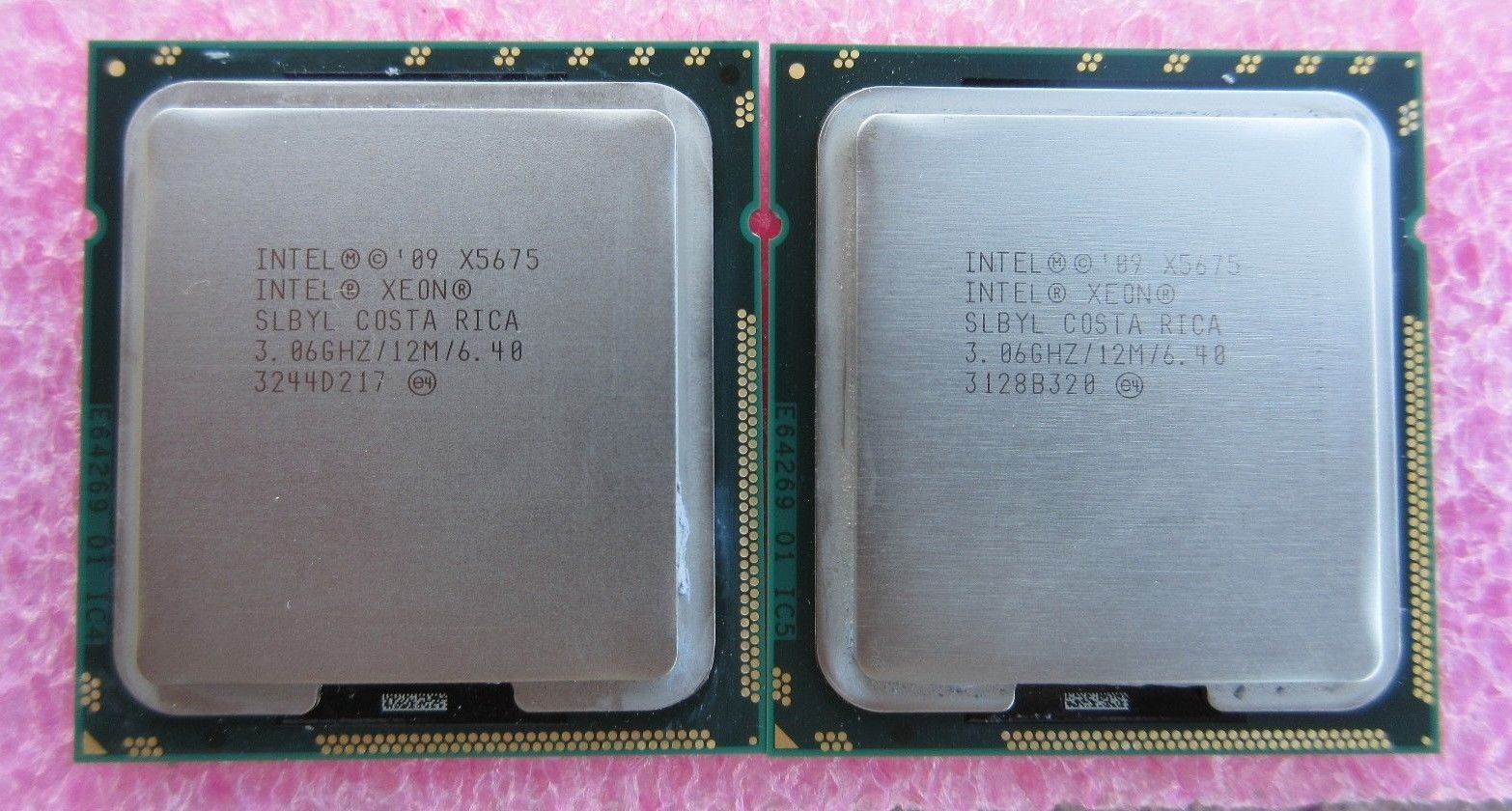 MATCHED PAIR Intel Xeon X5675 Hex Core SLBYL 3.06GHz / 12M / 6.40 CPU Processor MATCHED PAIR Intel Xeon X5675 Hex Core SLBYL 3.06GHz / 12M / 6.40 CPU Processor