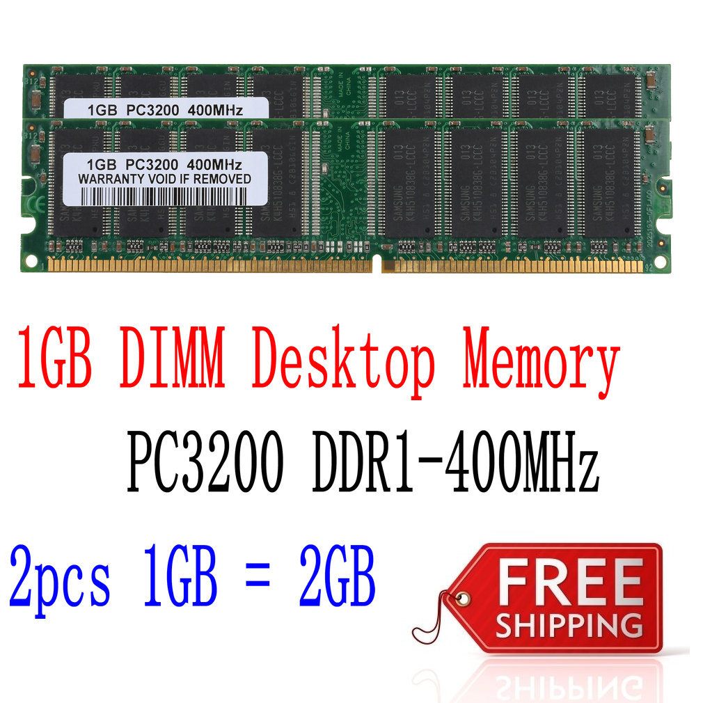 2GB 2x 1GB DDR 400MHz PC-3200 184pin 2.5V Non-ECC Desktop DIMM SDRAM Memory AB 2GB 2x 1GB DDR 400MHz PC-3200 184pin 2.5V Non-ECC Desktop DIMM SDRAM Memory AB