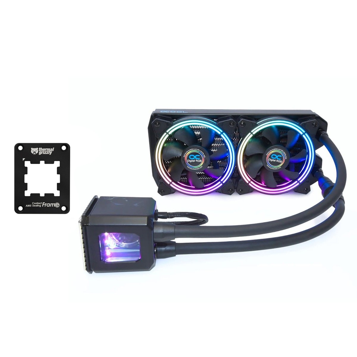 Alphacool Eisbaer Aurora 240 CPU AIO and Thermal Grizzly AM5 Contact Frame Alphacool Eisbaer Aurora 240 CPU AIO and Thermal Grizzly AM5 Contact Frame