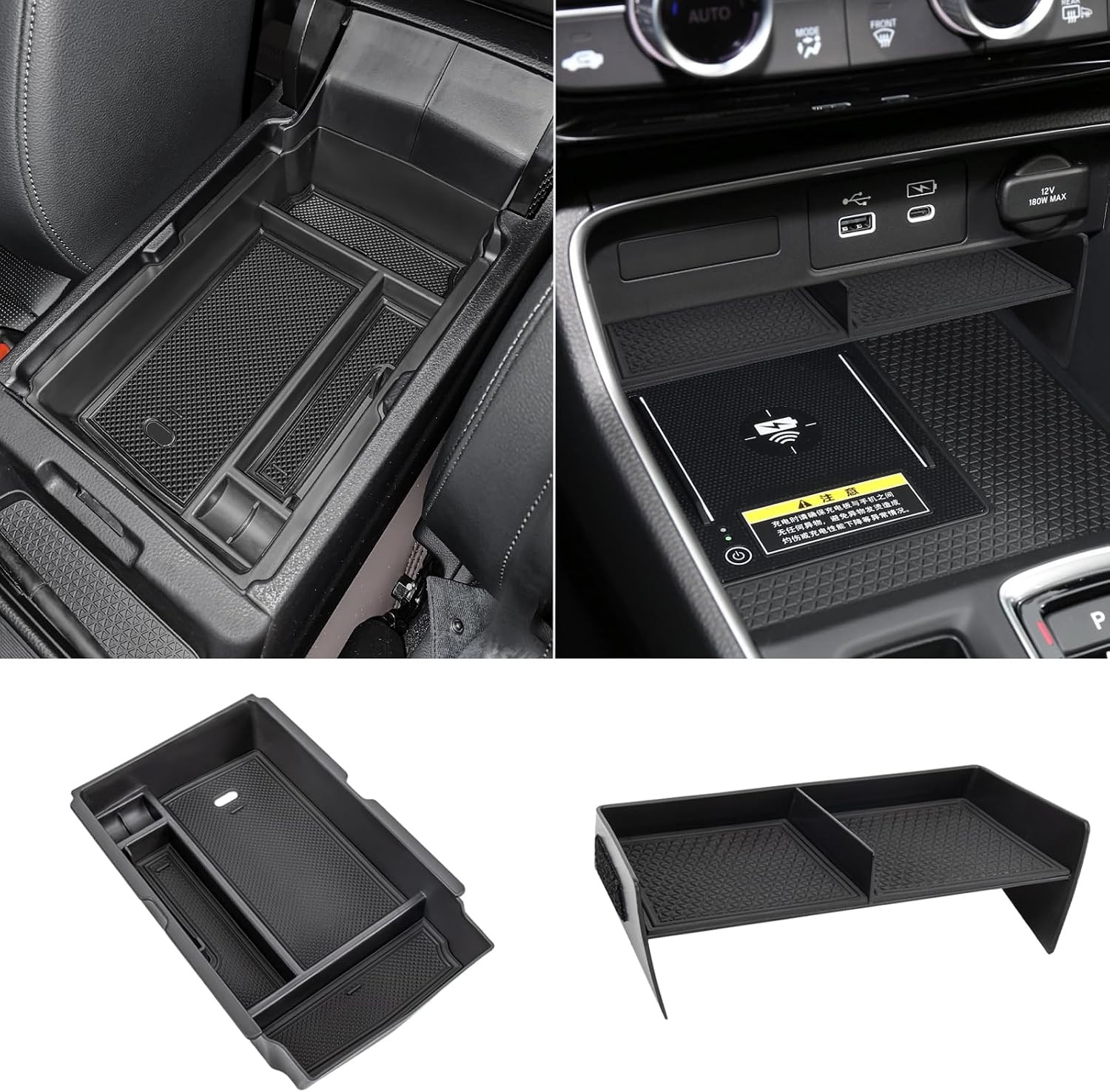2PCS Center Console Organizer Tray and Armrest Storage Box Compatible with 2PCS Center Console Organizer Tray and Armrest Storage Box Compatible with