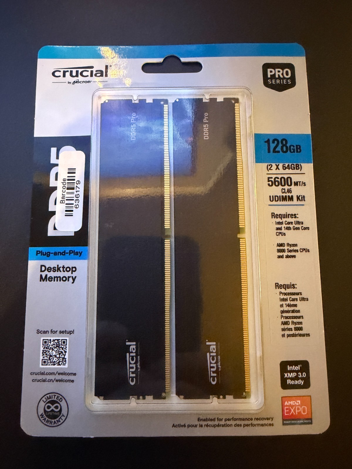 128GB (2x64GB) NEW Crucial Micron DDR5 5600 Desktop RAM UDIMM (CP2K64G56C46U5) 128GB (2x64GB) NEW Crucial Micron DDR5 5600 Desktop RAM UDIMM (CP2K64G56C46U5)
