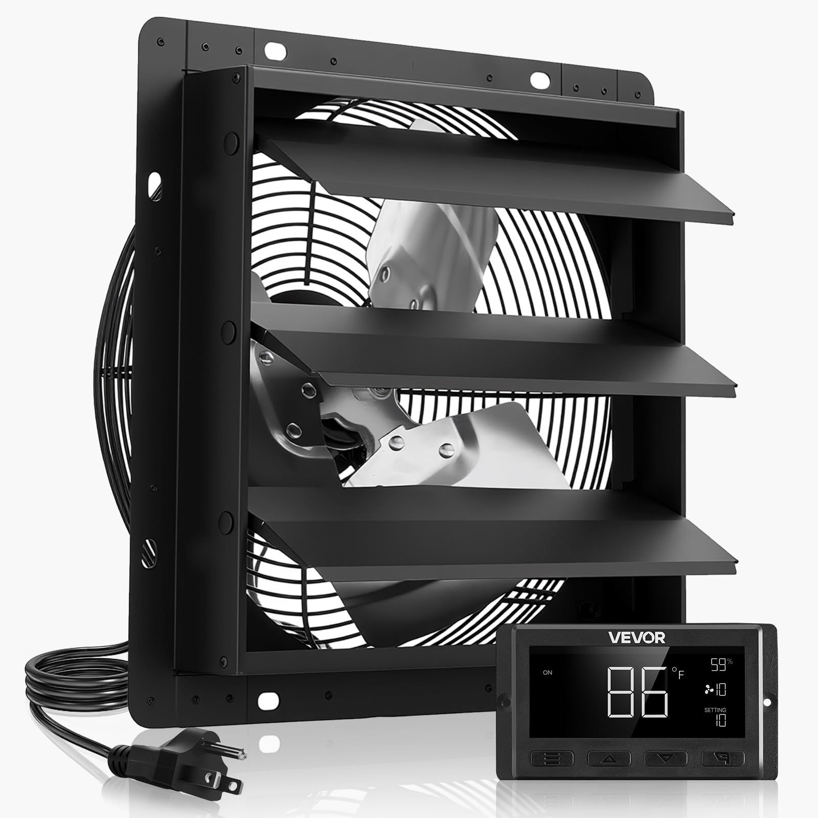 VEVOR 10 inch Exhaust Fan, Wall Mounted Attic Fan with 10 Inch, 2025V-Blk