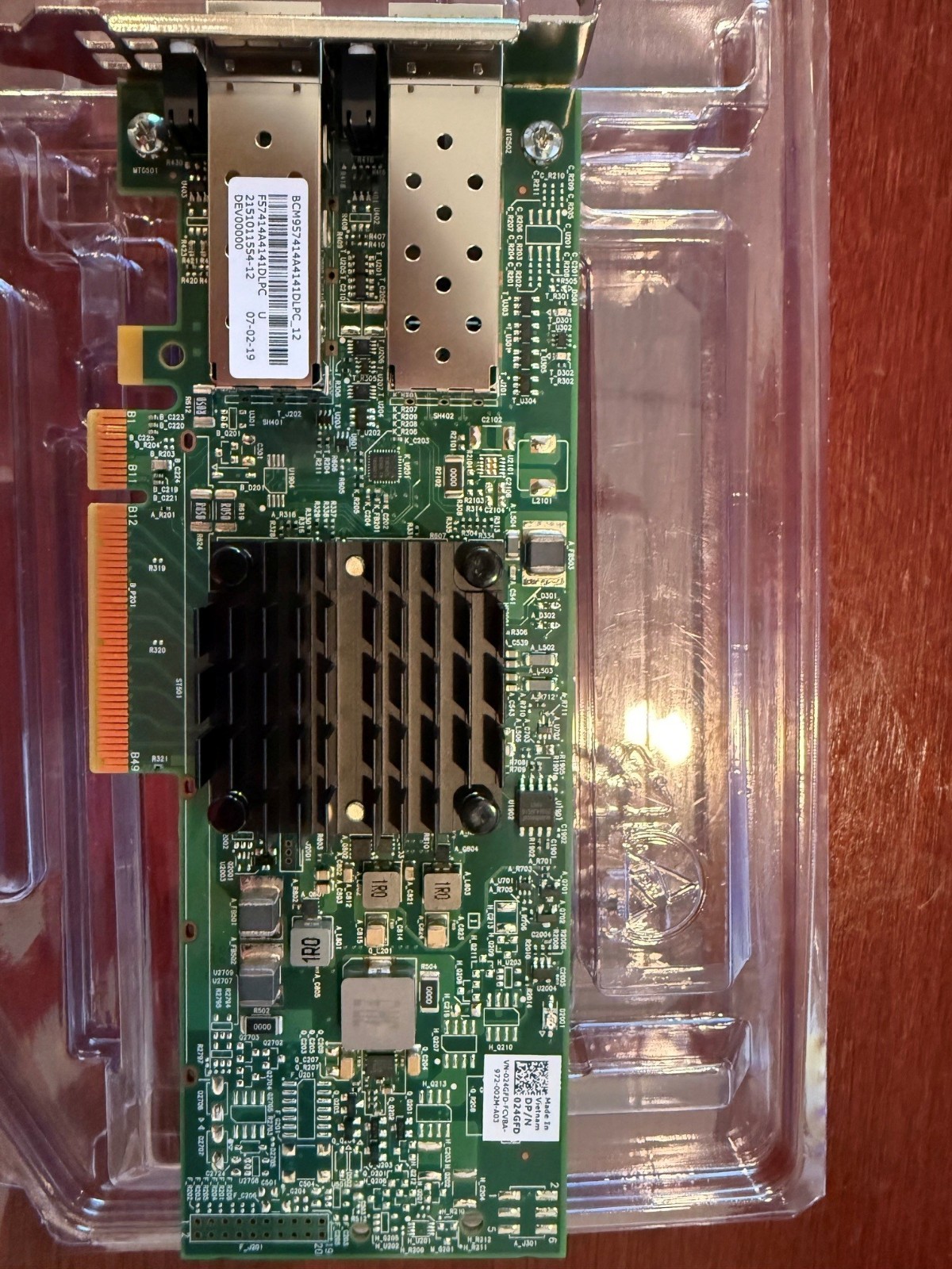 Dell Broadcom 57414 Dual Port/2x 25GbE SFP28 HH PCIe NIC 24GFD with Transceivers Dell Broadcom 57414 Dual Port/2x 25GbE SFP28 HH PCIe NIC 24GFD with Transceivers