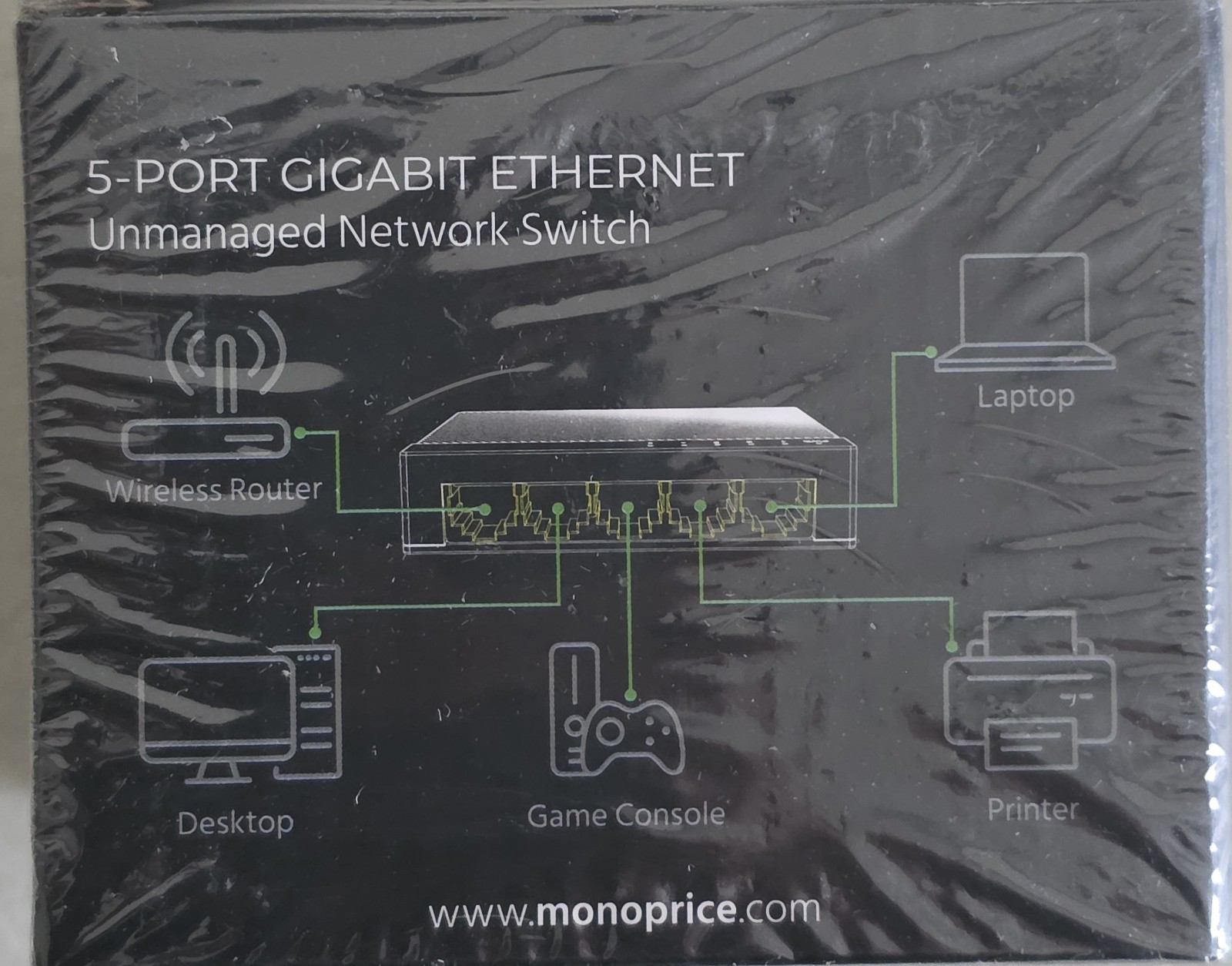 Monoprice 5-Port 10/100/1000Mbps Gigabit Ethernet Unmanaged Switch Network Hub Monoprice 5-Port 10/100/1000Mbps Gigabit Ethernet Unmanaged Switch Network Hub