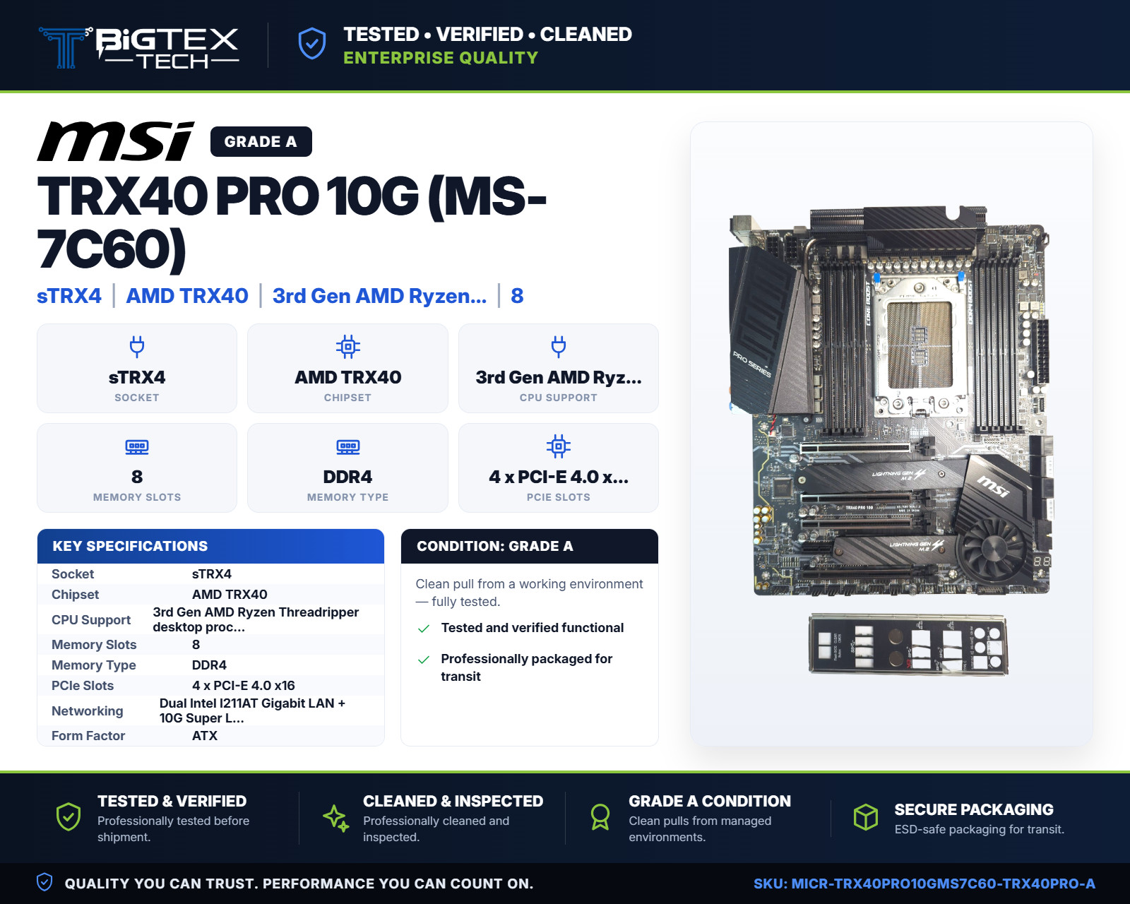 MSI TRX40 PRO 10G MS-7C60 AMD TRX40 Socket sTRX4 ATX Motherboard 10G LAN MSI TRX40 PRO 10G MS-7C60 AMD TRX40 Socket sTRX4 ATX Motherboard 10G LAN