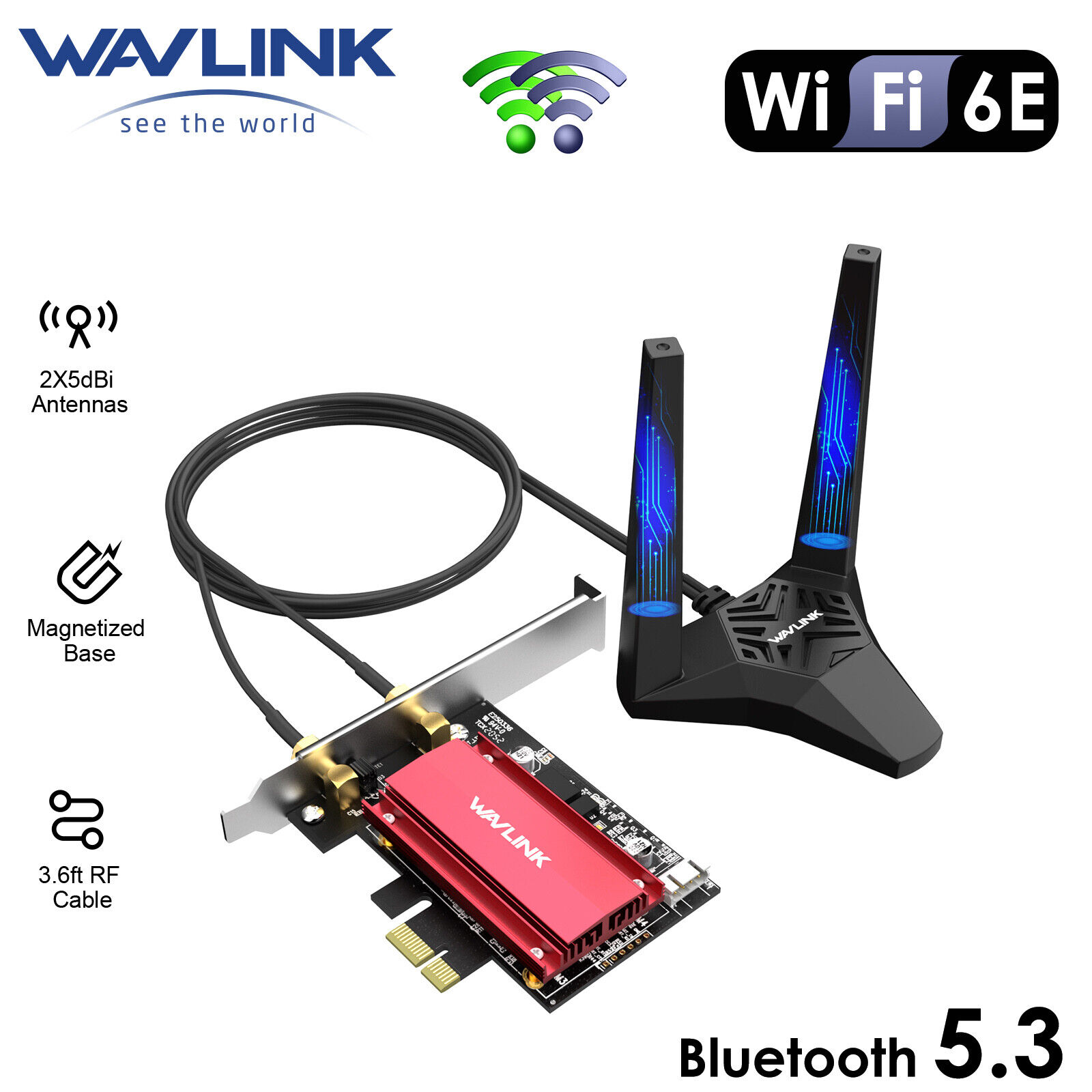 AX210 WiFi 6E PCI-E Network Adapter Card Bluetooth 5.3 Wifi Antenna for Desktop
