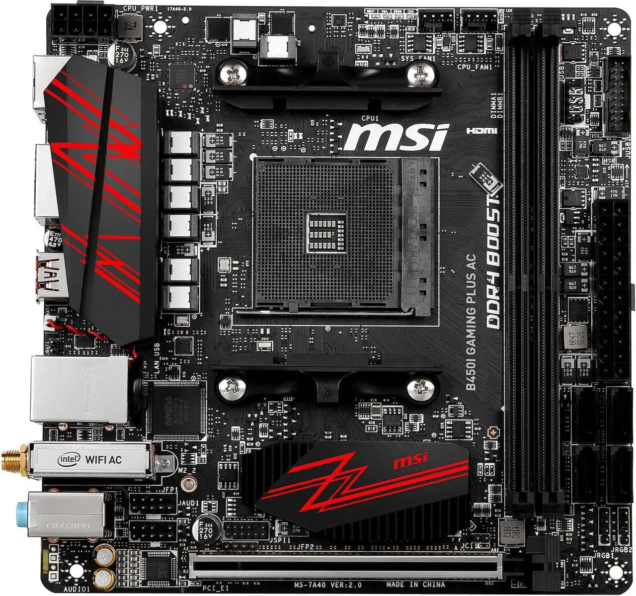 MSI B450I GAMING PLUS AC AM4 AMD B450 Mini ITX AMD Motherboard MSI B450I GAMING PLUS AC AM4 AMD B450 Mini ITX AMD Motherboard