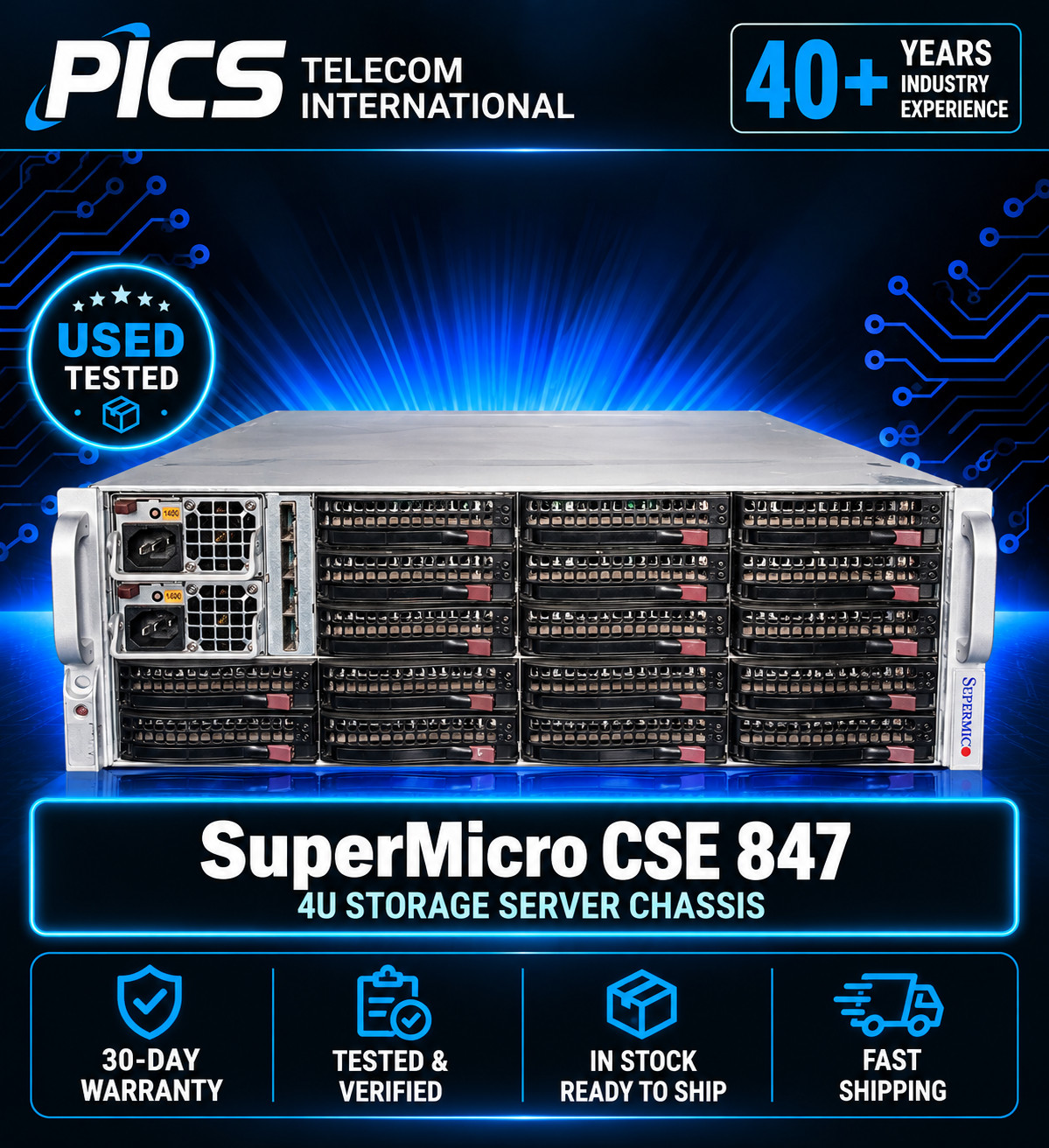 SuperMicro 4U CSE 847 36 Bay LFF Barebone 2x 1280W w/ 2x Bays 2.5 Rear w/Trays SuperMicro 4U CSE 847 36 Bay LFF Barebone 2x 1280W w/ 2x Bays 2.5 Rear w/Trays