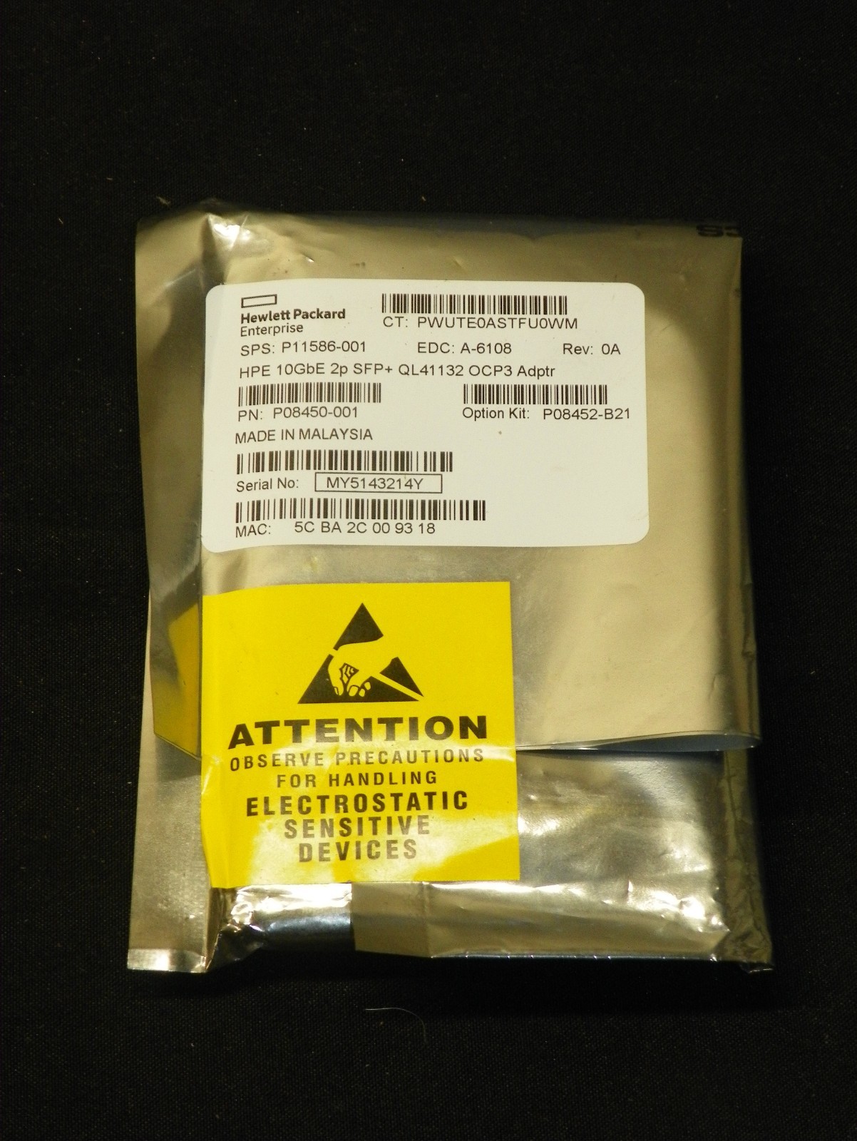 New OEM HPE P08450-001 Marvell Ql41132 10GbE Ethernet 2-Port SFP+ OCP3 Adapter
