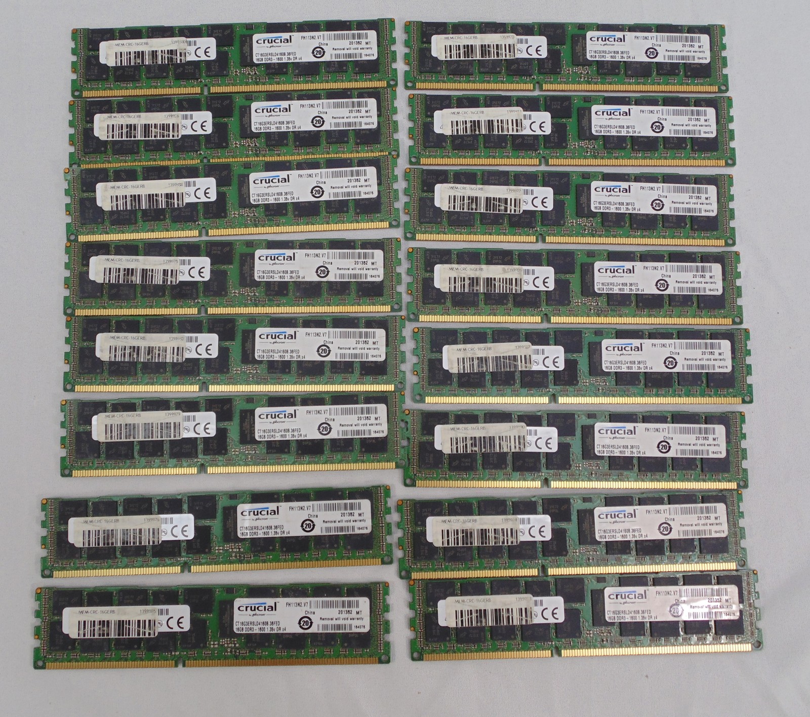 Lot 16 Crucial Micron 16GB DDR3 CT16G3ERSLD4160B.36FED Server RAM Memory Lot 16 Crucial Micron 16GB DDR3 CT16G3ERSLD4160B.36FED Server RAM Memory