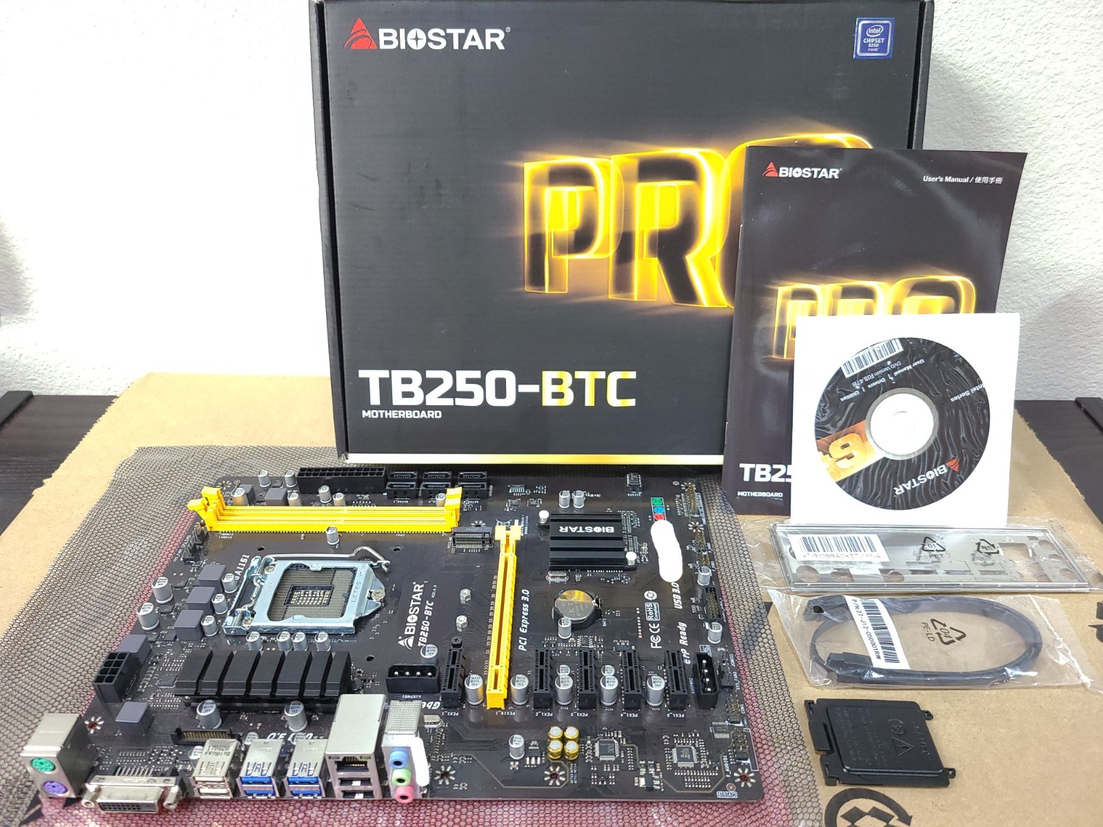 Biostar TB250-BTC 6x PCIe LGA 1151 Mining ATX Motherboard DDR4/PCI-E 3.0 Ver 6.0 Biostar TB250-BTC 6x PCIe LGA 1151 Mining ATX Motherboard DDR4/PCI-E 3.0 Ver 6.0