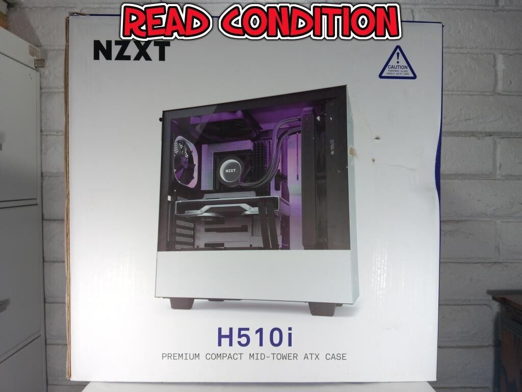 READ CONDITION NZXT Premium Compact Mid Tower ATX Case CA-H510I-W1 RGB Lighting